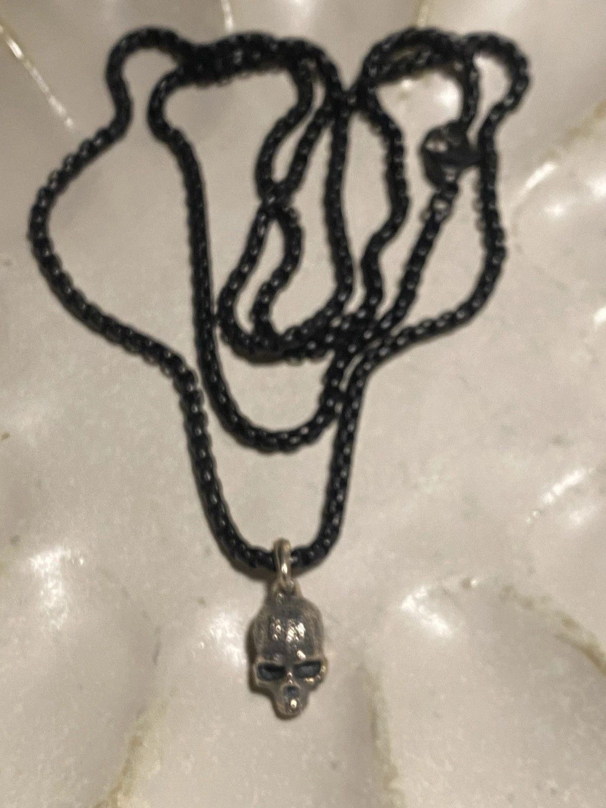 David Yurman David Yurman Sterling Silver Skull Pendant Steel Necklace Size ONE SIZE - 2 Thumbnail