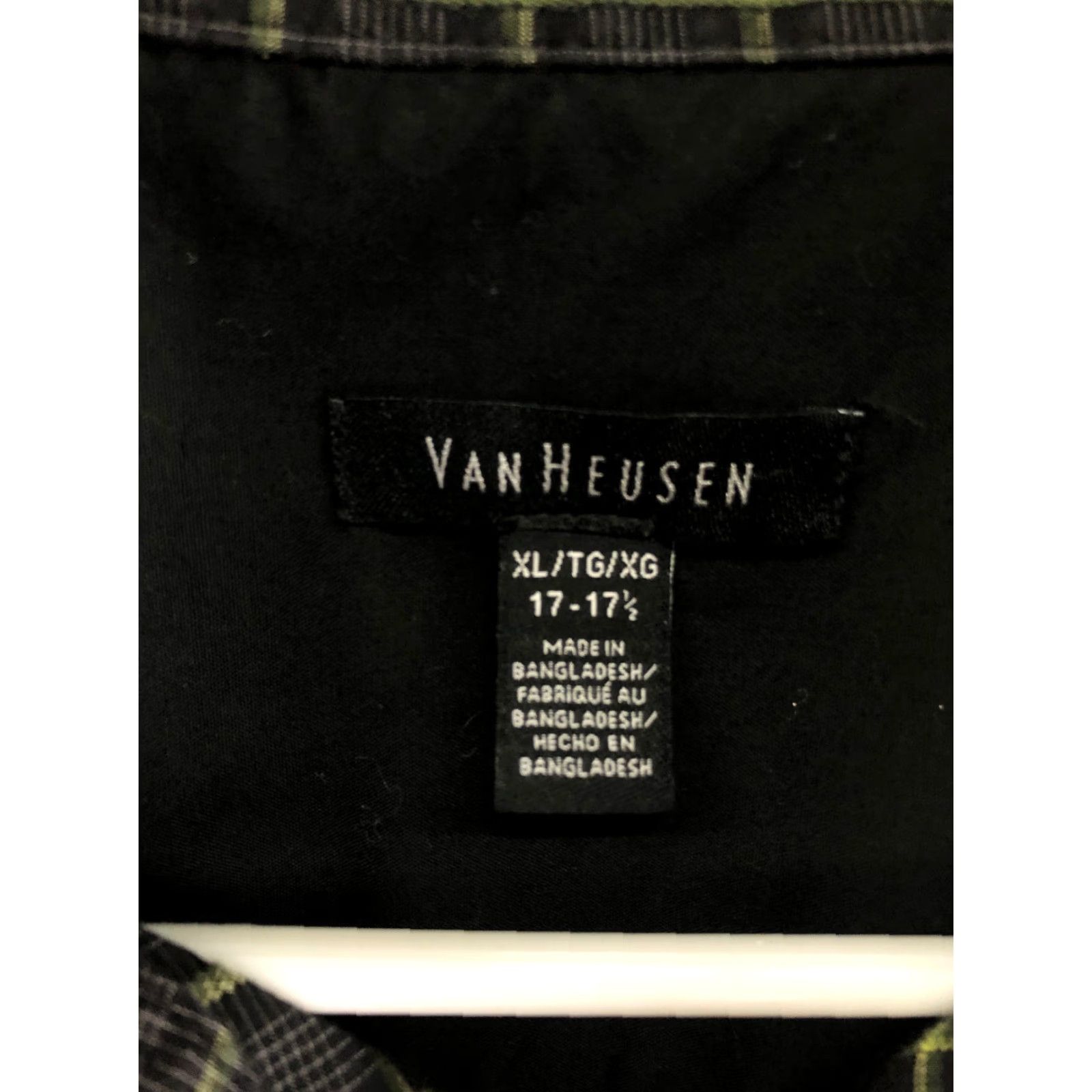 Van Heusen Van Heusen Mens XL Black Plaid Long Sleeve Button-Up Spread Collar Shirt Size US XL / EU 56 / 4 - 6 Thumbnail