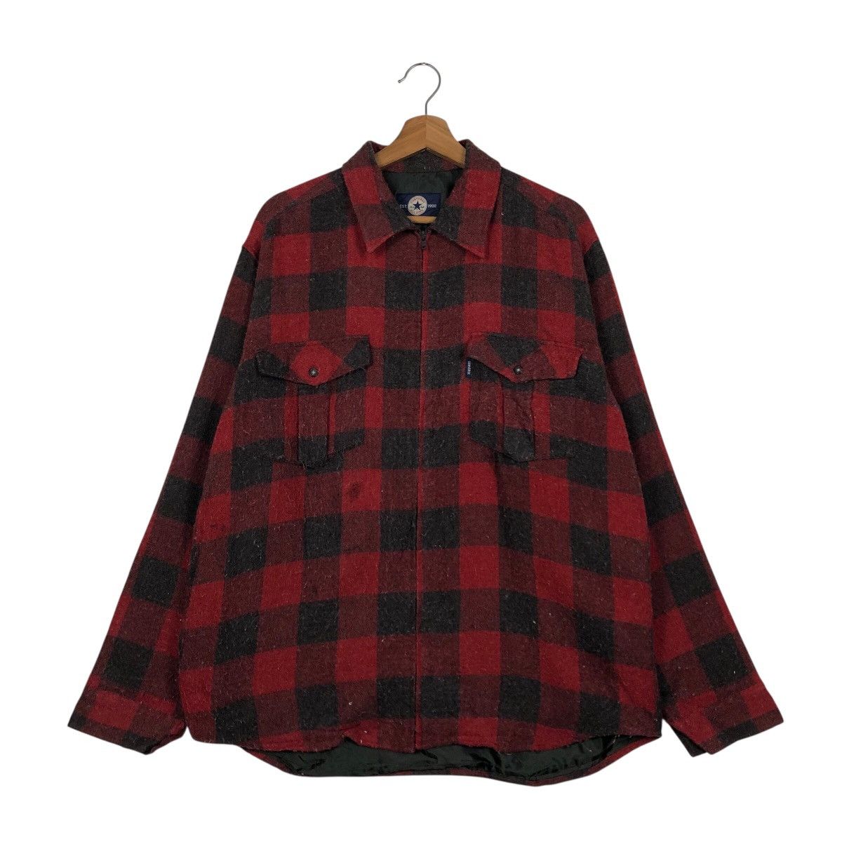 Japanese Brand 📌Vintage Wool Zipper Jacket Tartan Design Converse All Star Size US M / EU 48-50 / 2 - 2 Thumbnail