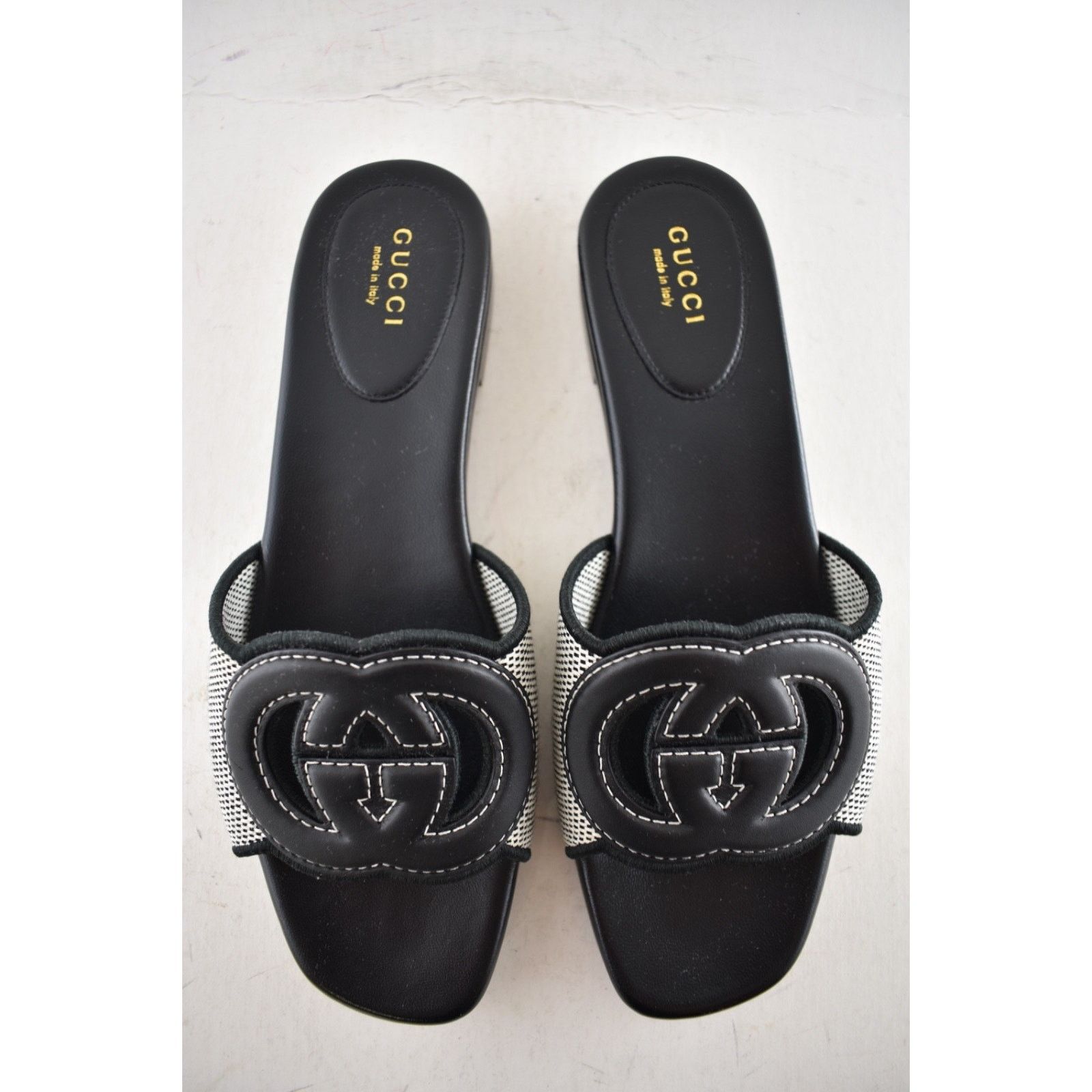 Gucci Gucci GG Interlocking Logo Leather Canvas Sandal 36.5 Size US 6.5 / IT 36.5 - 12 Thumbnail