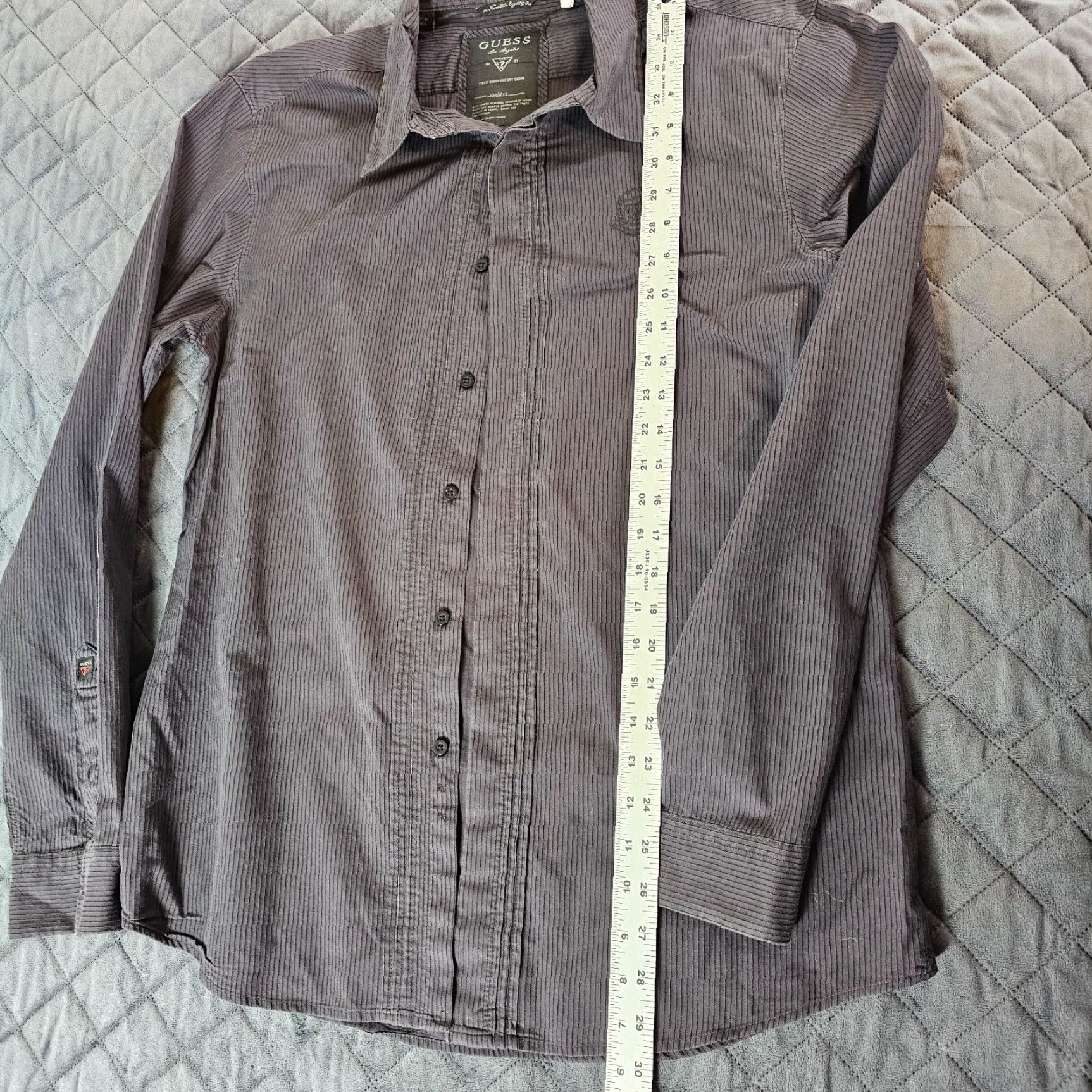 Guess VINTAGE GUESS Men’s Button-Up Shirt Large Black Cotton Striped Logo 90s Casual Size US L / EU 52-54 / 3 - 6 Thumbnail