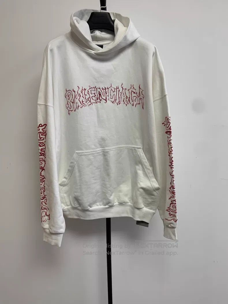 Balenciaga Balenciaga Letter printed hooded zip-up long-sleeve white Size US M / EU 48-50 / 2 - 1 Thumbnail
