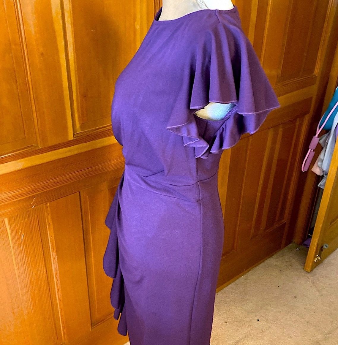 Designer × Other Nwt, Women’s Lavishly Paris Purple Side Ruffle Midi Dress Size S / US 4 / IT 40 - 9 Thumbnail