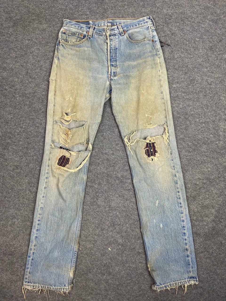 Levi's vintage levis 501 custom distressed denim nice design Size 32" / US 10 / IT 46 - 10 Thumbnail