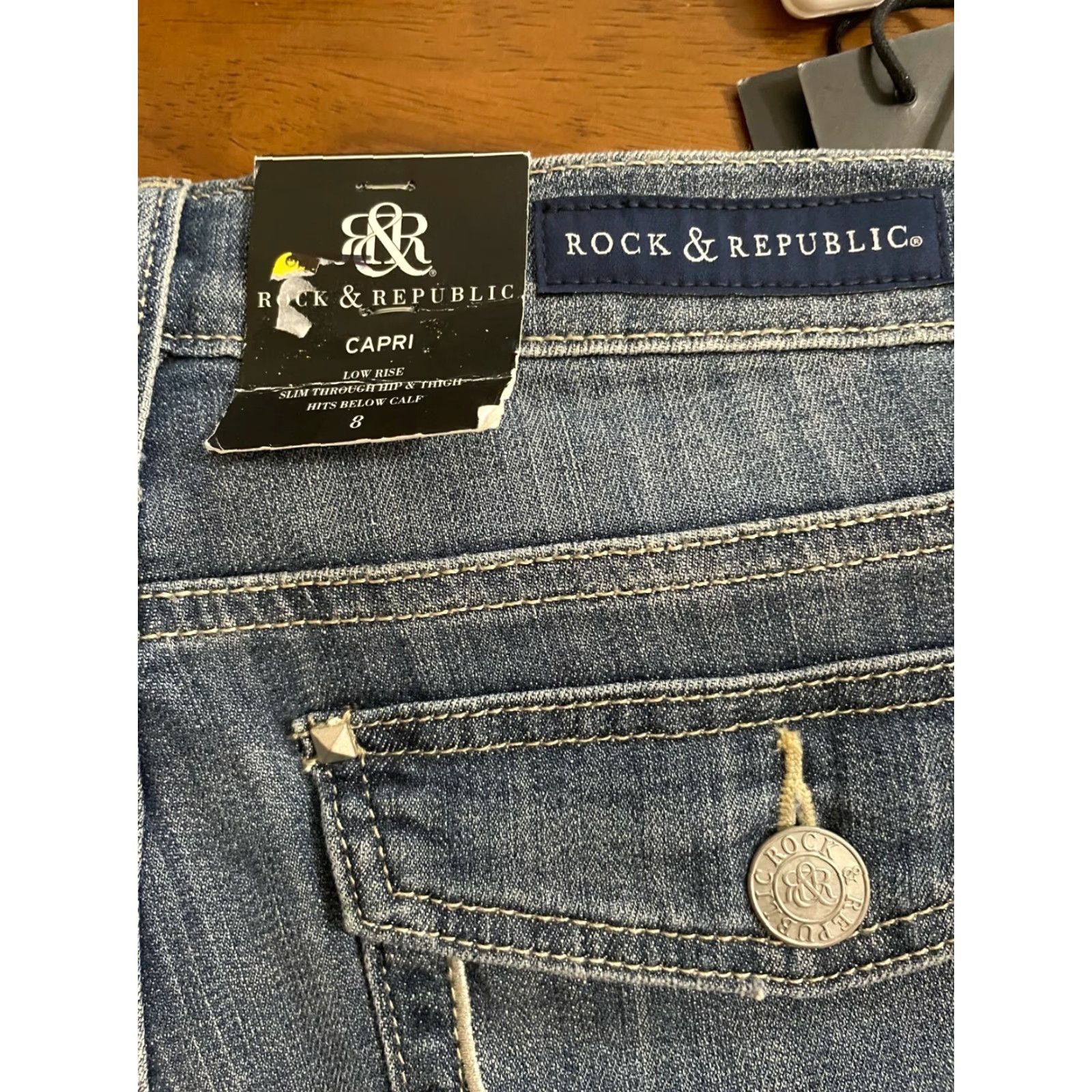 Vintage Rock & Republic Capri Jeans Shirt? Wait. Size 30" / US 8 / IT 44 - 4 Thumbnail