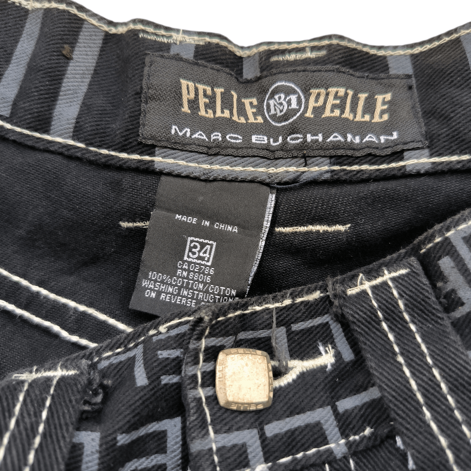 Pelle Pelle × Vintage Vintage Pelle Pelle Marc Buchanan Spell Out Baggy Jeans Size US 34 / EU 50 - 3 Thumbnail