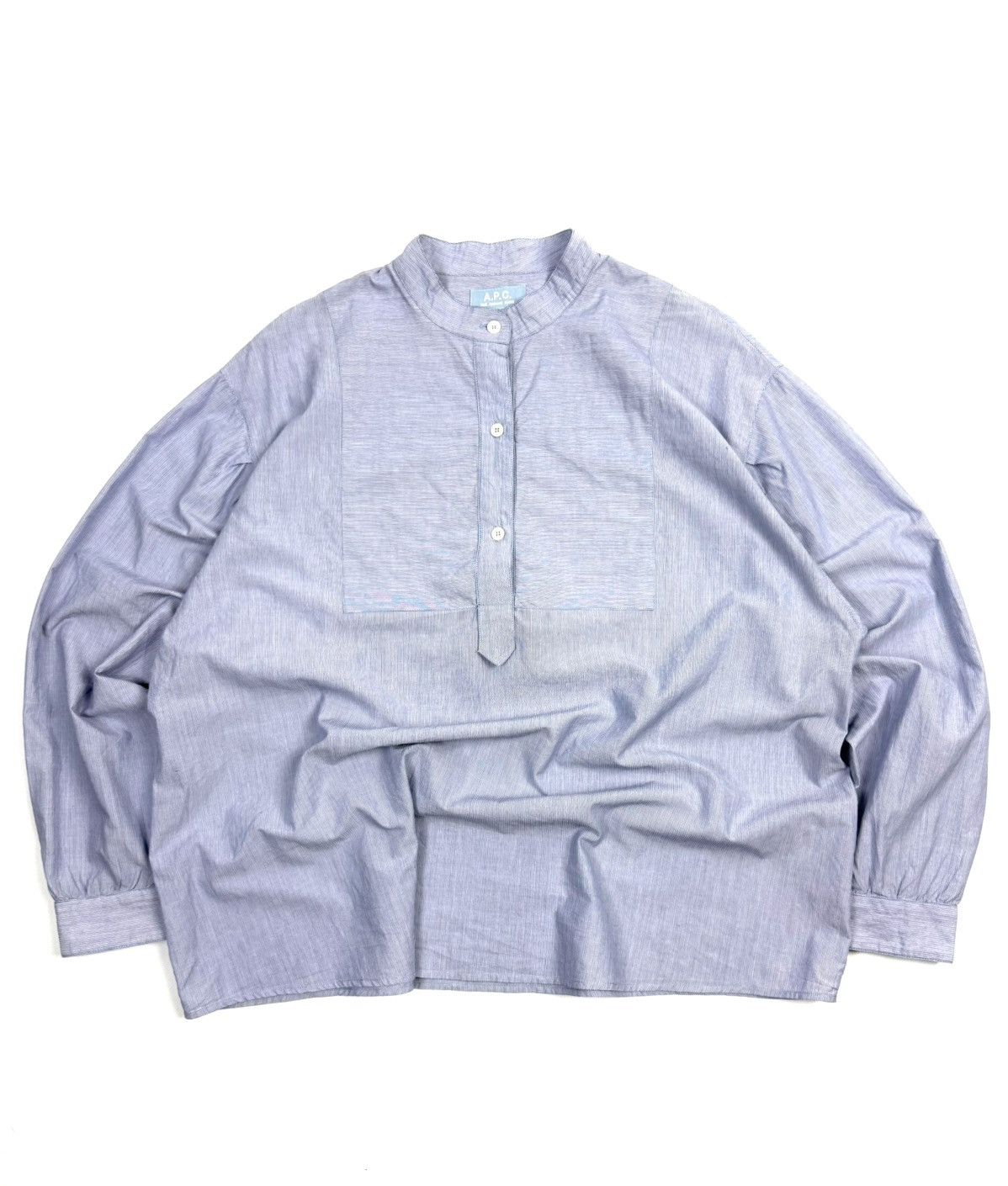A.P.C. A.P.C. Light Blue Striped Cotton Button Up Shirt Blouse Size M / US 6-8 / IT 42-44 - 1 Thumbnail