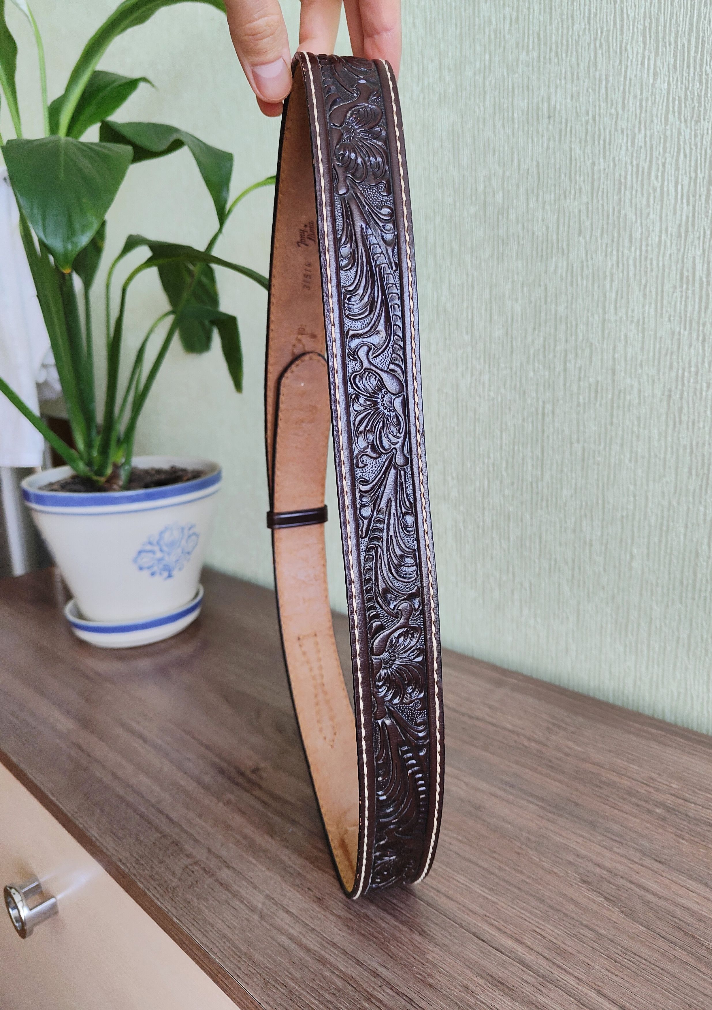 Tony Lama Vintage Tony Lama Leather Belt Made in USA Size ONE SIZE - 2 Thumbnail
