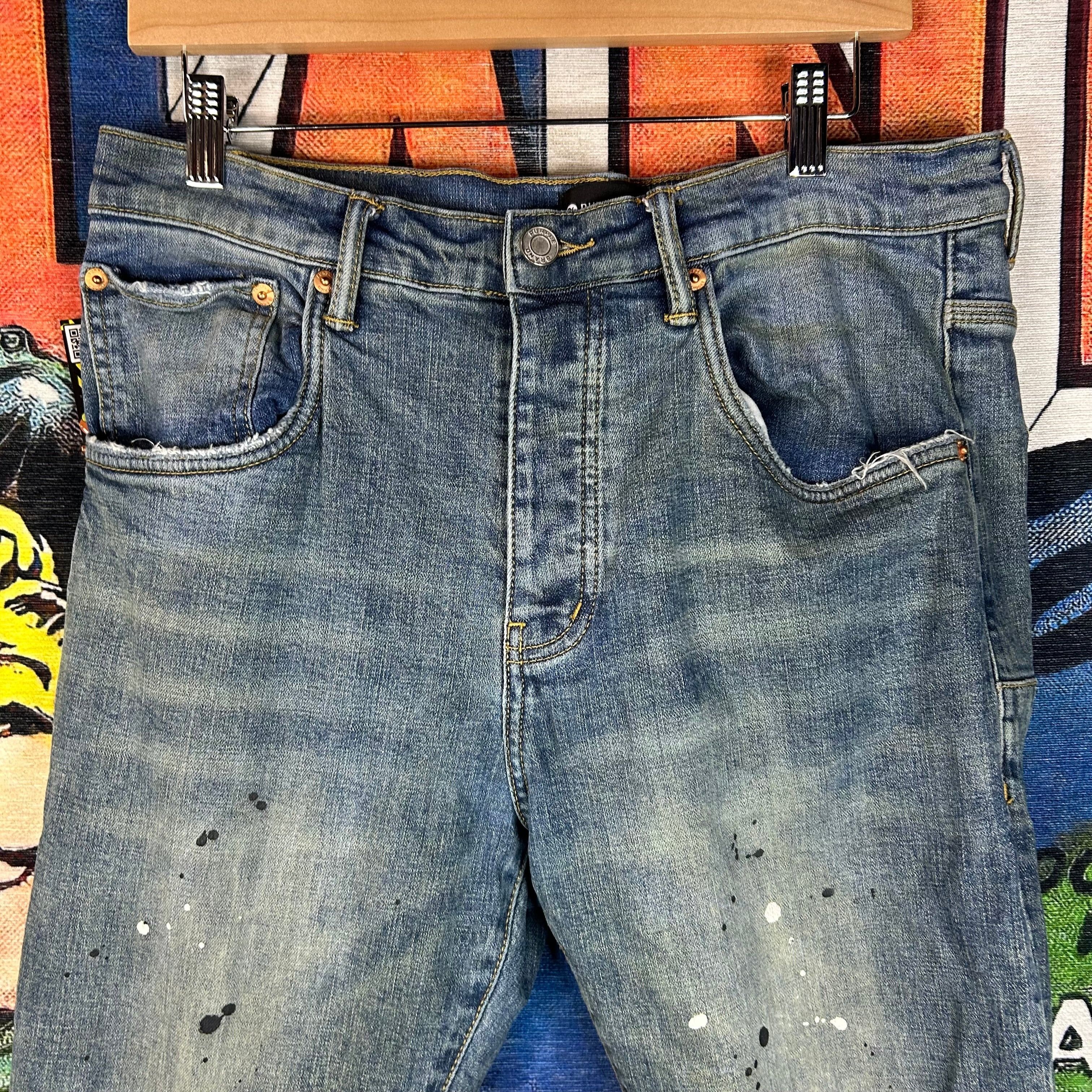 Purple Purple Brand Skinny Jeans Blue Paint Splatter Thrashed Denim Size US 30 / EU 46 - 5 Thumbnail