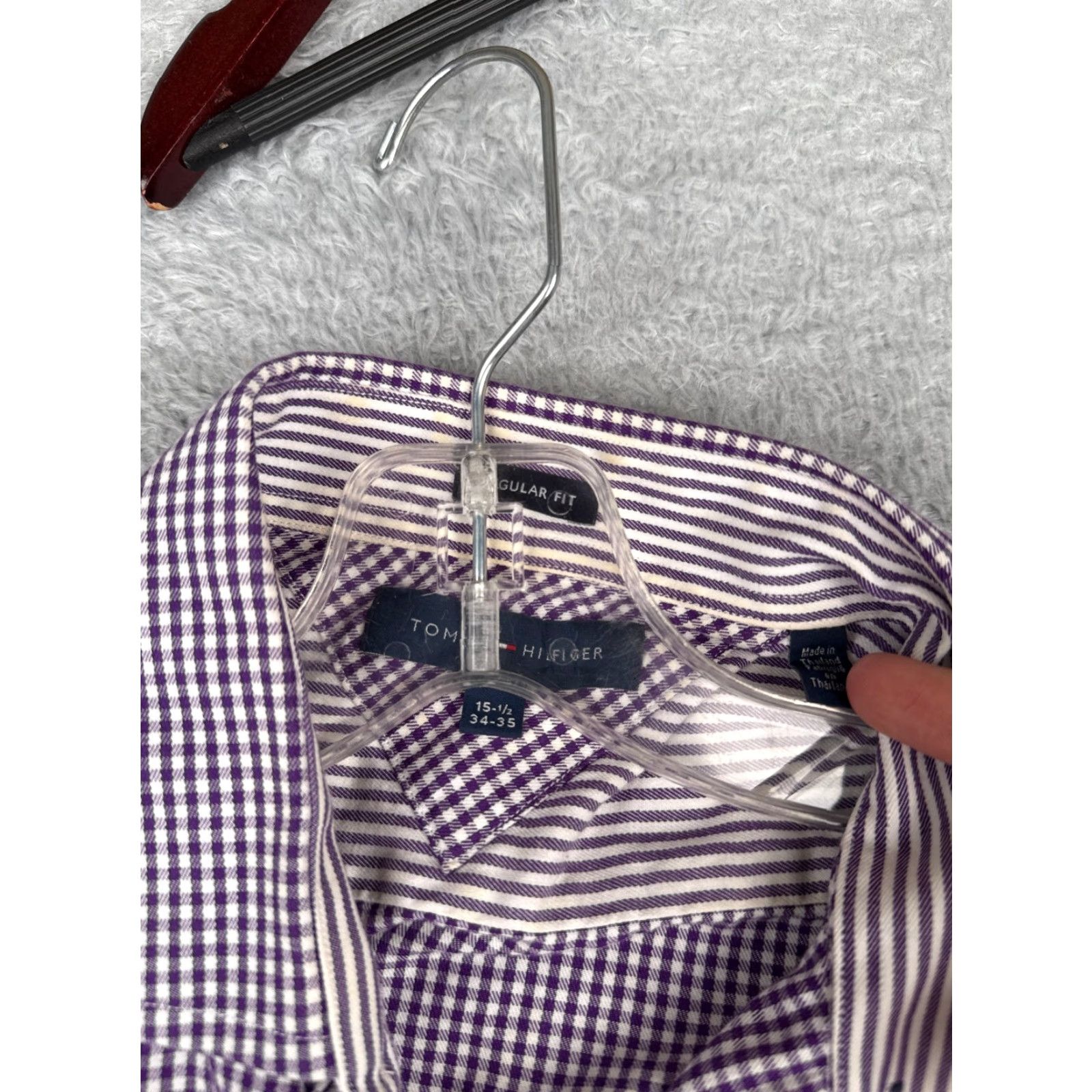 Tommy Hilfiger VINTAGE Tommy Hilfiger Shirt Men Purple Plaid Button-Up Long Sleeve 34-35 15.5 Button-Down Collar All Seasons Casual Designer Mens Size US M / EU 48-50 / 2 - 7 Thumbnail