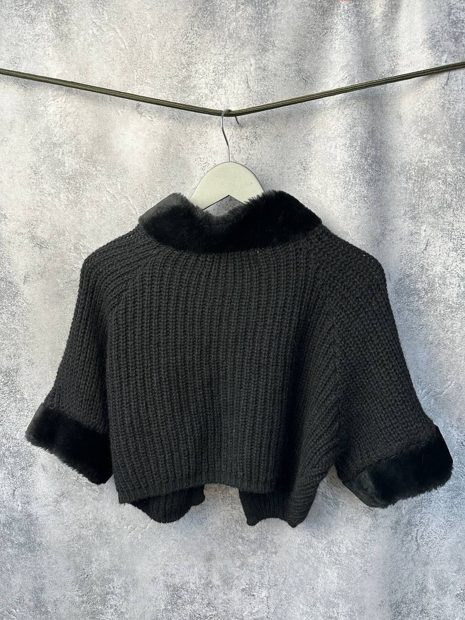 Elisa Cavaletti Bottega by Elisa Cavaletti Knitted Fur-Trim Cropped Jacket Size S / US 4 / IT 40 - 3 Thumbnail