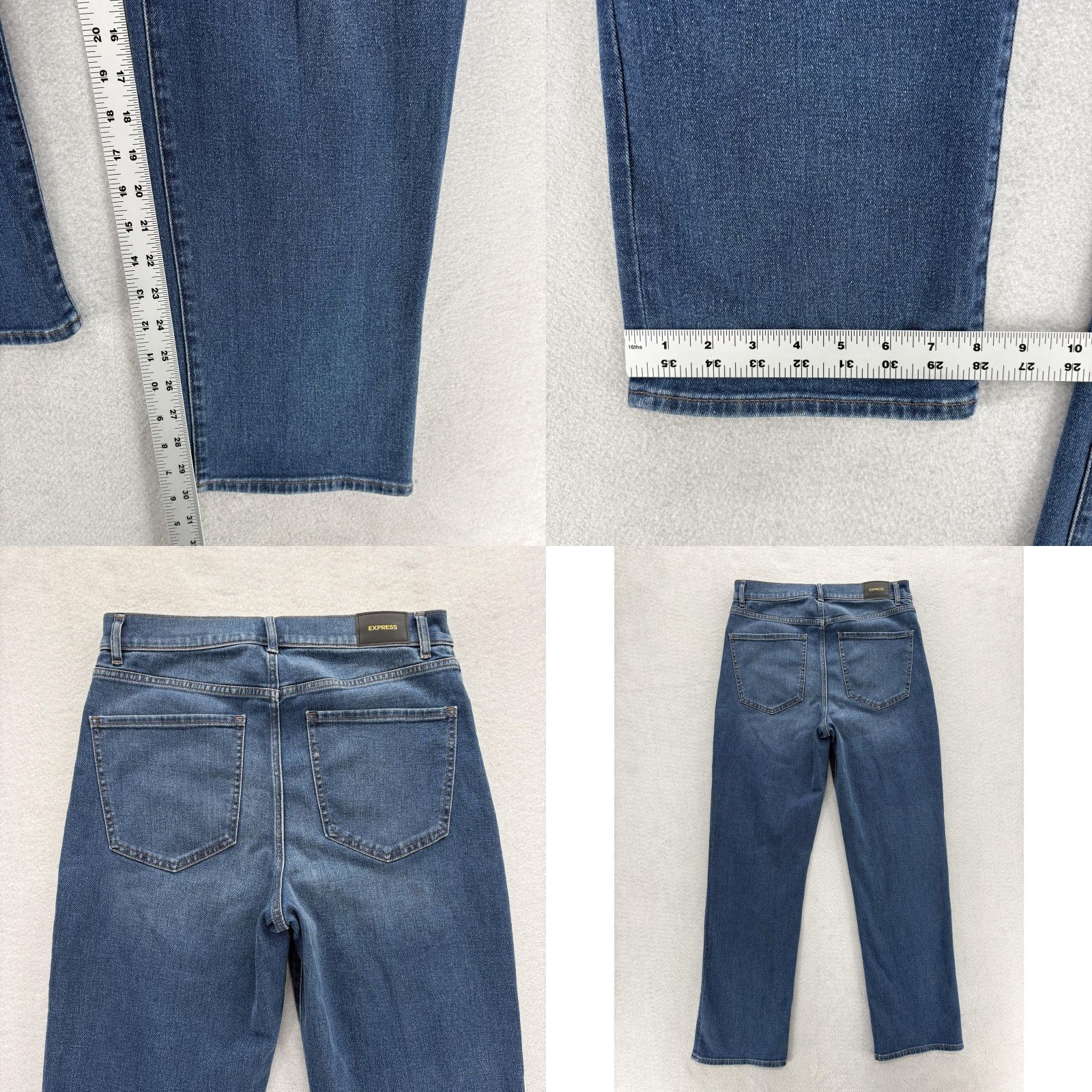 Express Express Jeans Womens 10 High Rise Straight Blue Medium Wash Distressed 5-Pocket Denim Cotton Blend Stretch Zip Womens Size 32" / US 10 / IT 46 - 8 Thumbnail