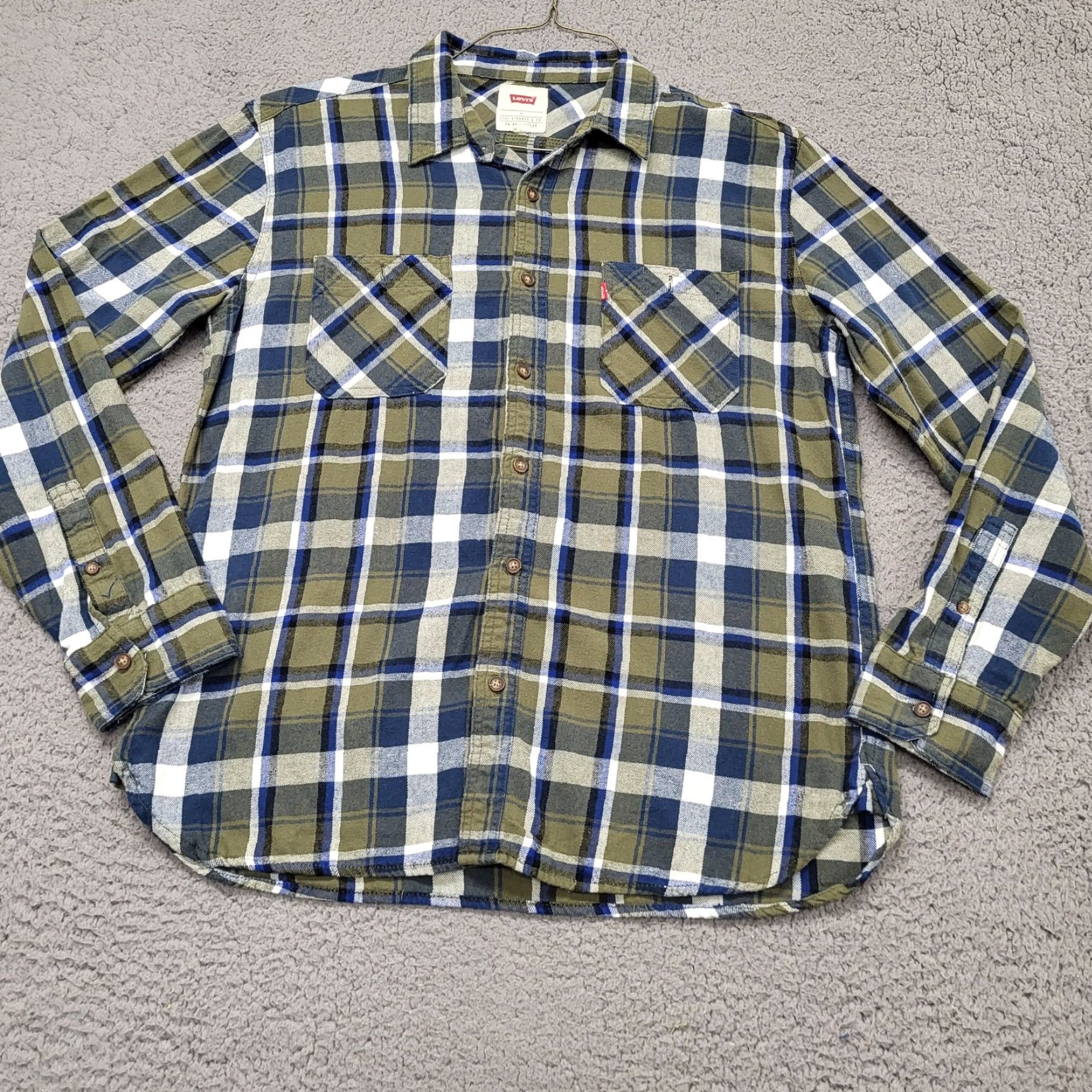 Levi's Levi's Button-Up Flannel Shirt Men L Green Plaid Long Sleeve Pockets Casual Workwear Vintage No Size US L / EU 52-54 / 3 - 2 Thumbnail