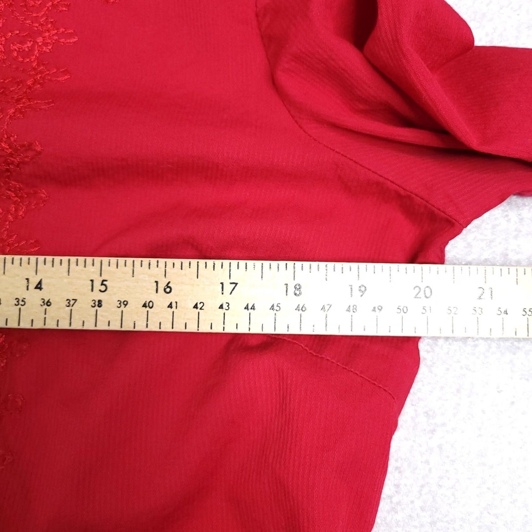 Vintage VINTAGE Cambridge Dry Goods Women's XL Red Embroidered Button Blouse Knit Cotton Bell Sleeve 90s Tunic Size XL / US 12-14 / IT 48-50 - 5 Thumbnail