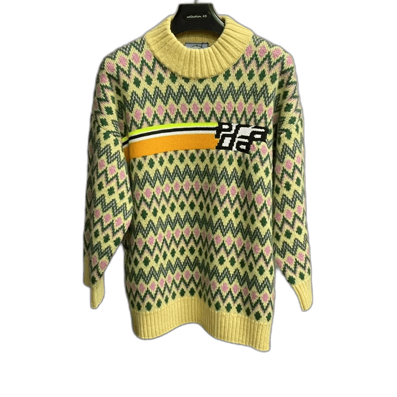 Prada Prada Yellow Green Striped Logo Knit Sweater Size US M / EU 48-50 / 2 - 1 Thumbnail