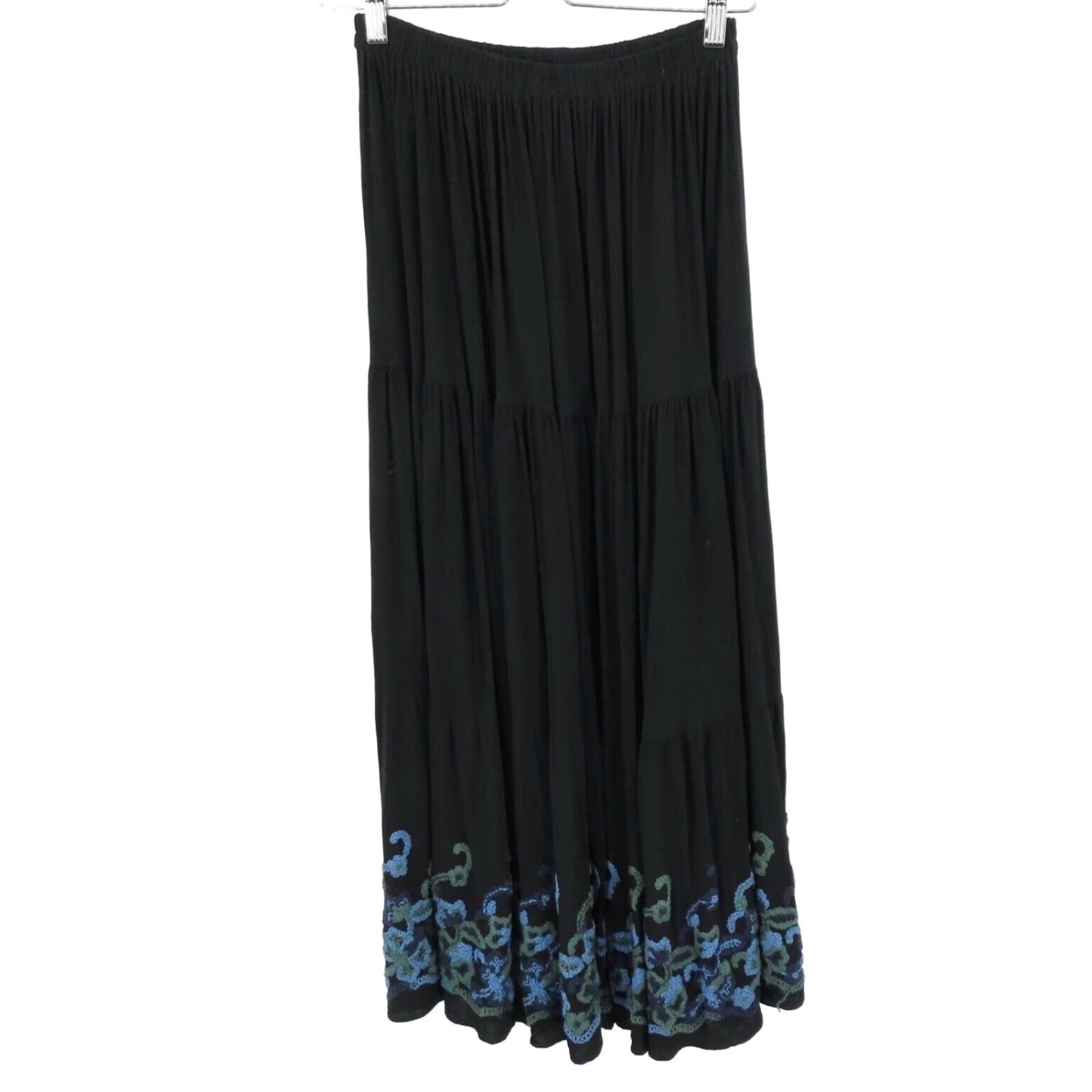 Vintage Double D Ranch Skirt Womens Small Embroidered Black Blue Green Maxi Cowgirl Chic Size 28" / US 6 / IT 42 - 8 Thumbnail
