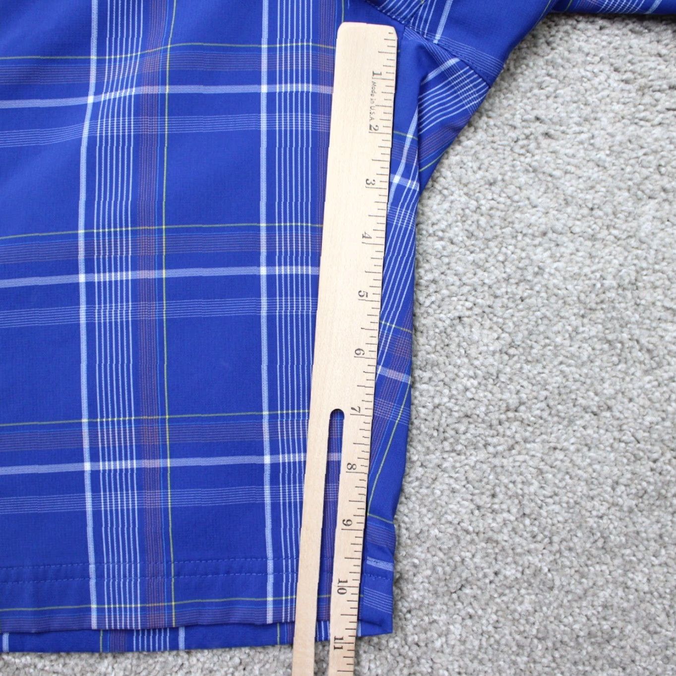 Puma Puma Shorts Mens 40 Blue Check Bermuda Flat Front Poly Stretch Pockets Slim Regular Inseam 11in Sports Casual Summer Spring Fall Size US 40 / EU 56 - 3 Thumbnail