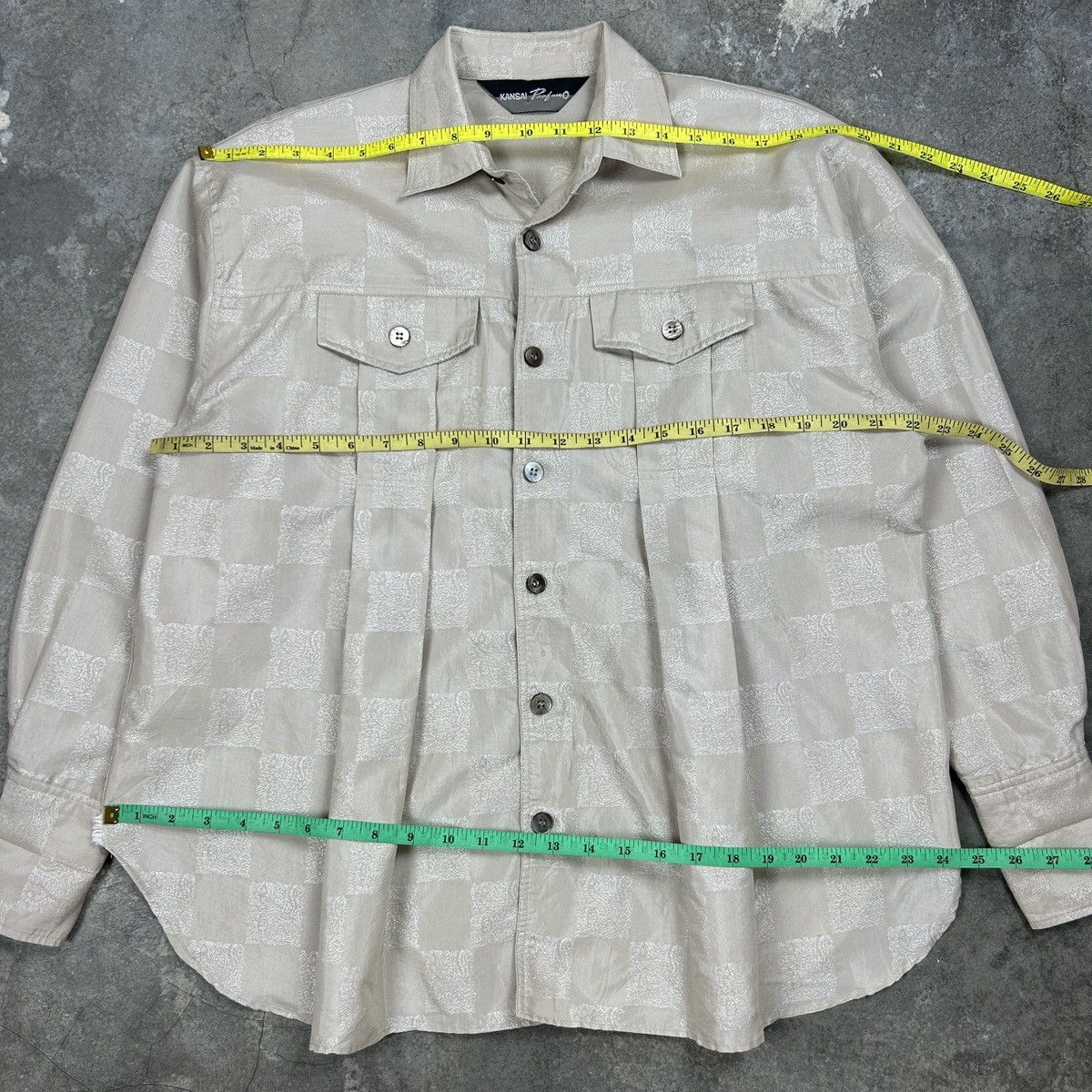 Japanese Brand × Kansai Yamamoto × Vintage 1990s Kansai Profumo - Checkered Orient Size US L / EU 52-54 / 3 - 7 Thumbnail