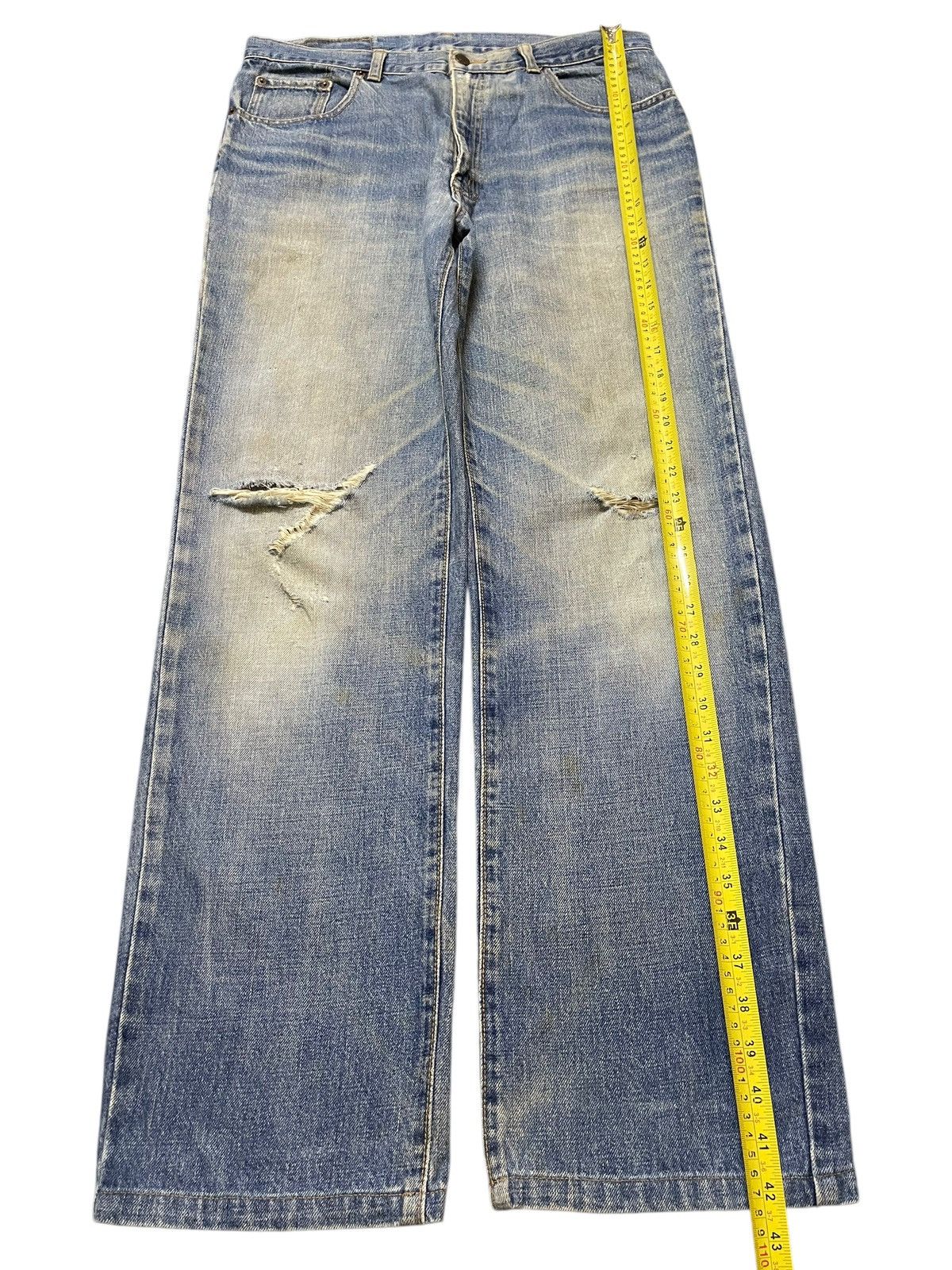 In The Attic Vintage Japanese Brand Mud Wash Faded Distress Loose Jeans Size US 33 - 12 Thumbnail