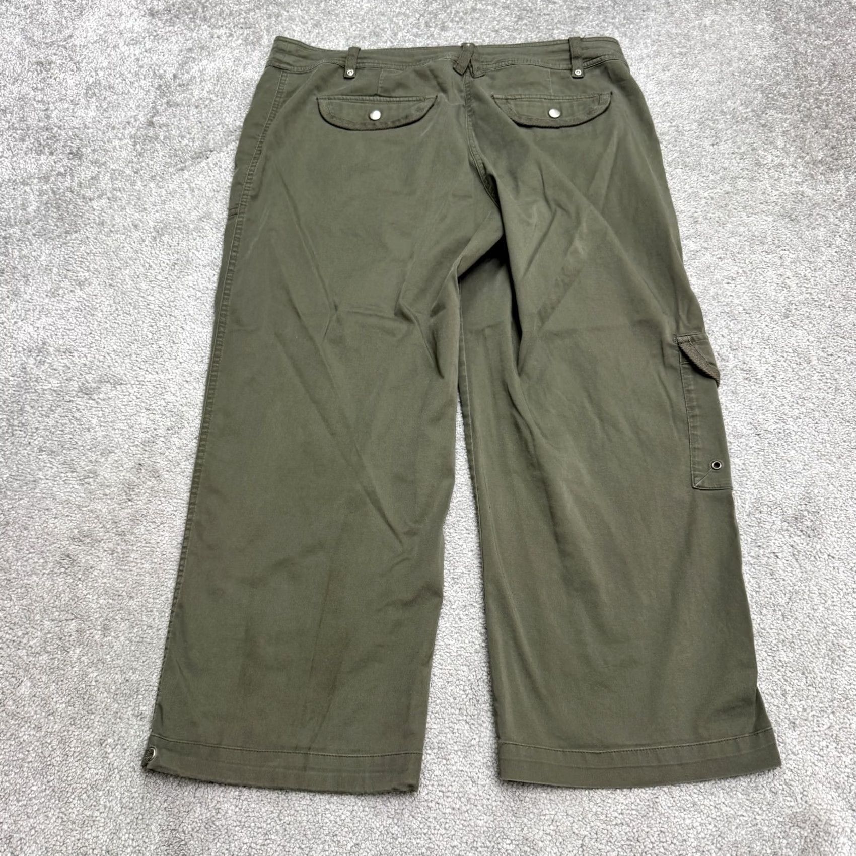 Vintage Chico's Pants Womens 2 US 12 Utility Cargo Cropped Olive Green Straight Casual Size 34" / US 12 / IT 48 - 2 Thumbnail