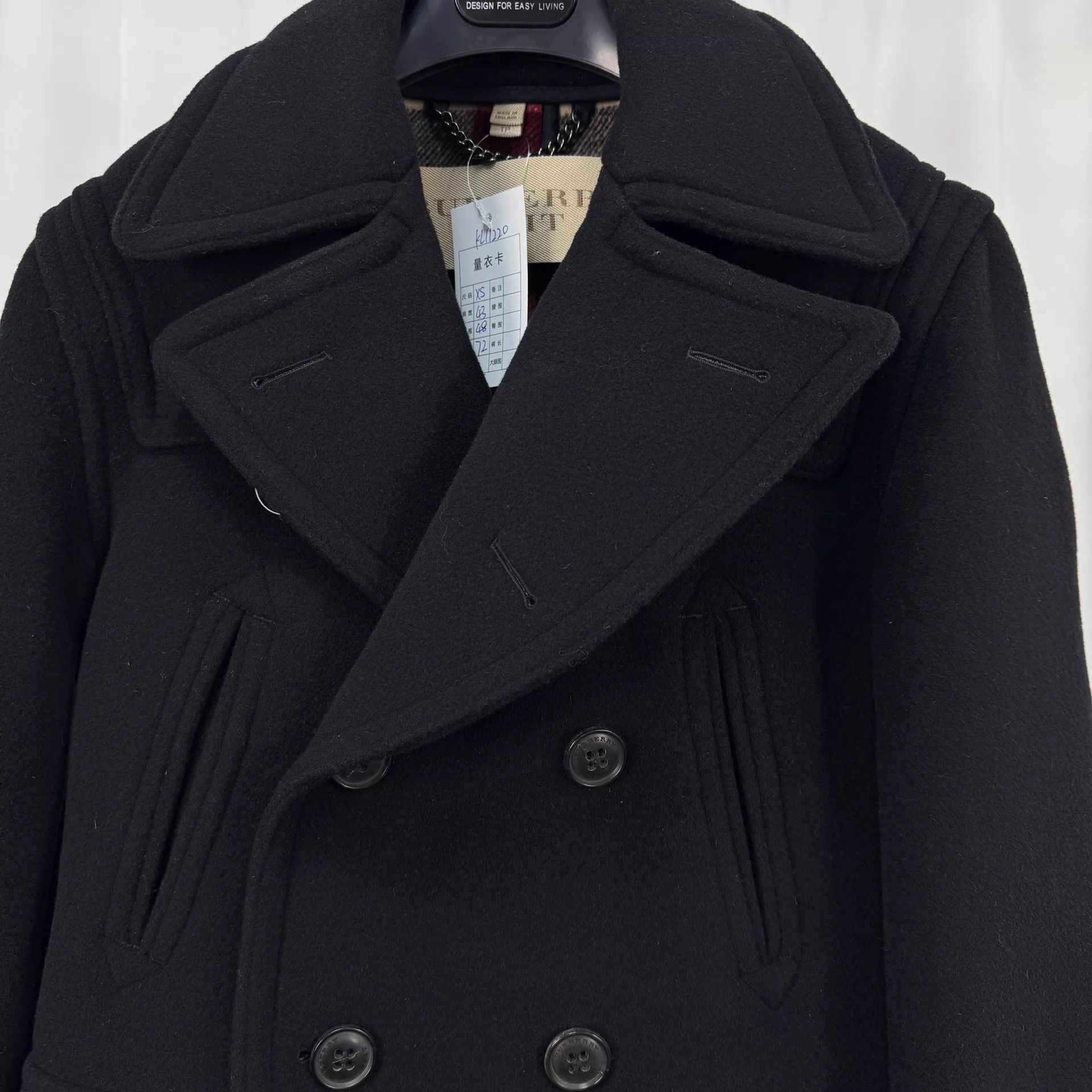 Burberry Burberry Black Double-Breasted Check Wool Coat XS 99 New Size US XS / EU 42 / 0 - 3 Thumbnail