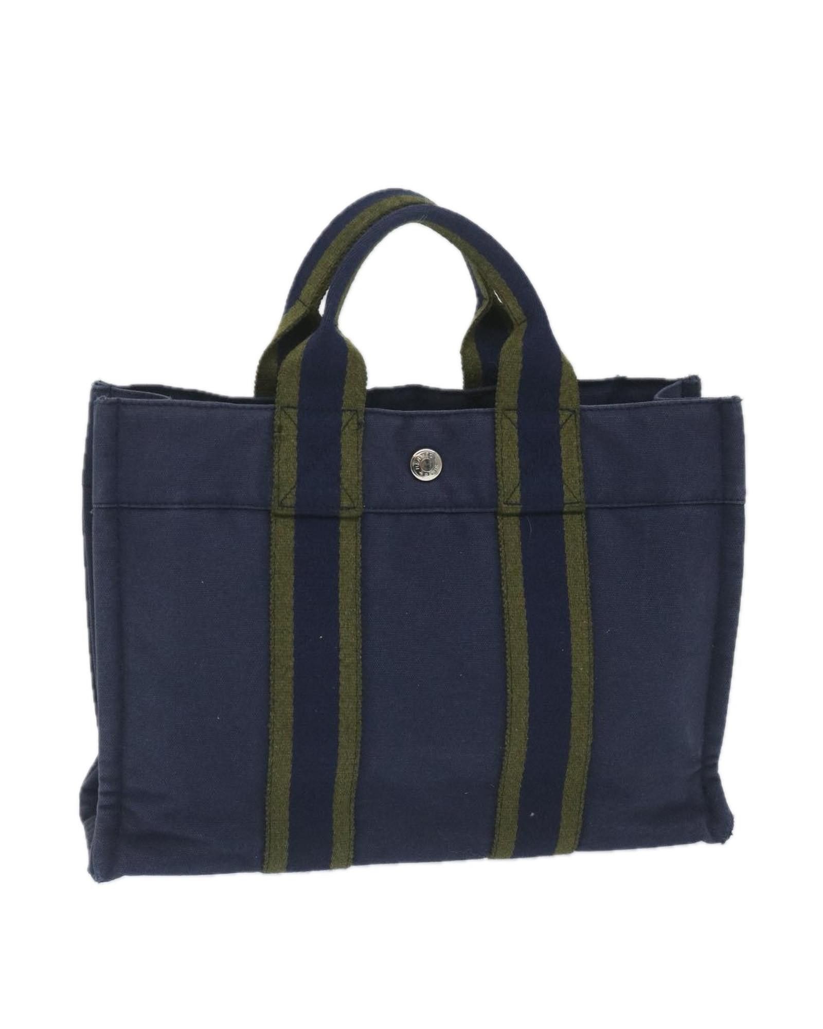 image of Hermes Canvas Navy Hand Bag - C Rank, Women's