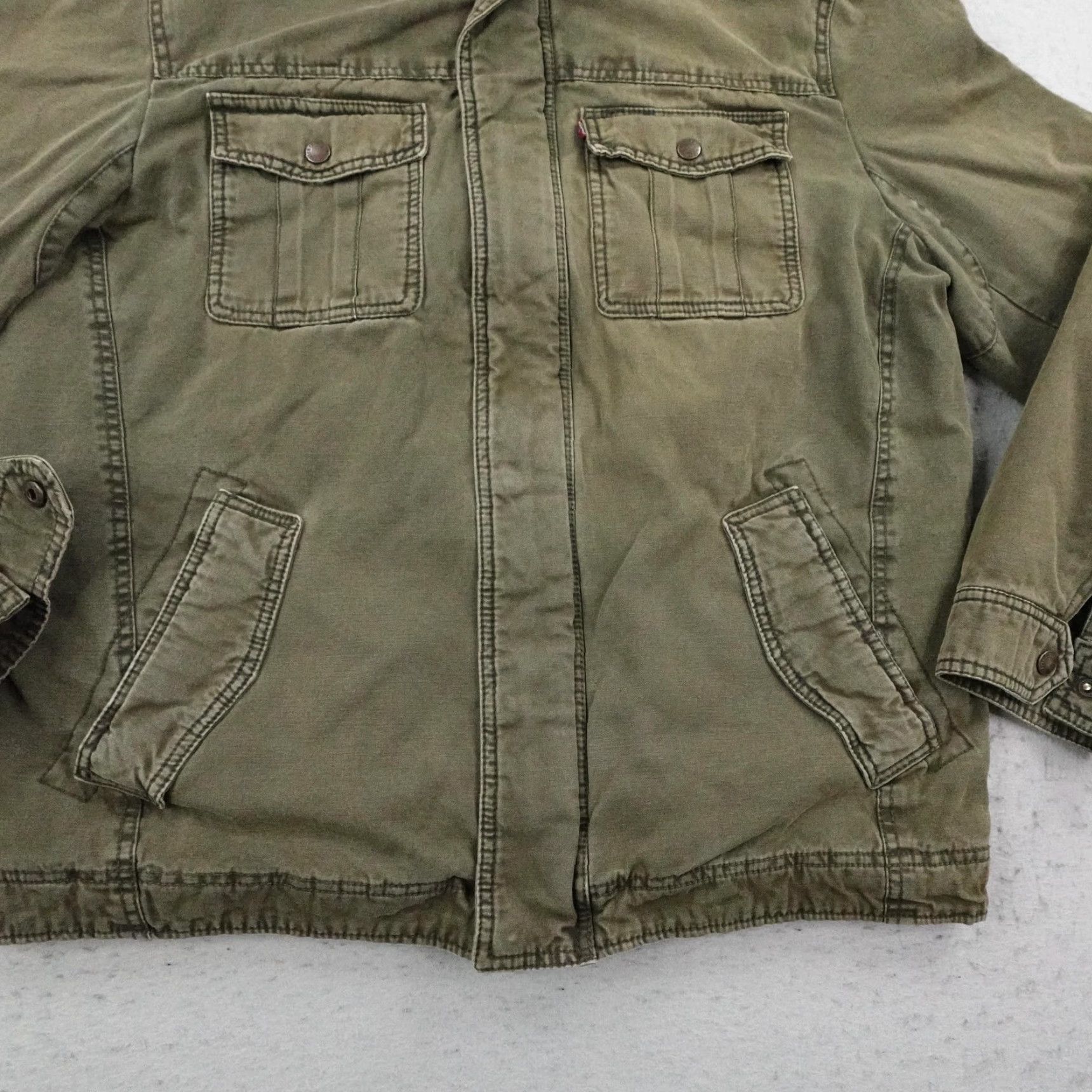 Levi's Levis Jacket Mens L Green Canvas Sherpa Lined Removable Hoodie Chore Coat Size US L / EU 52-54 / 3 - 3 Thumbnail