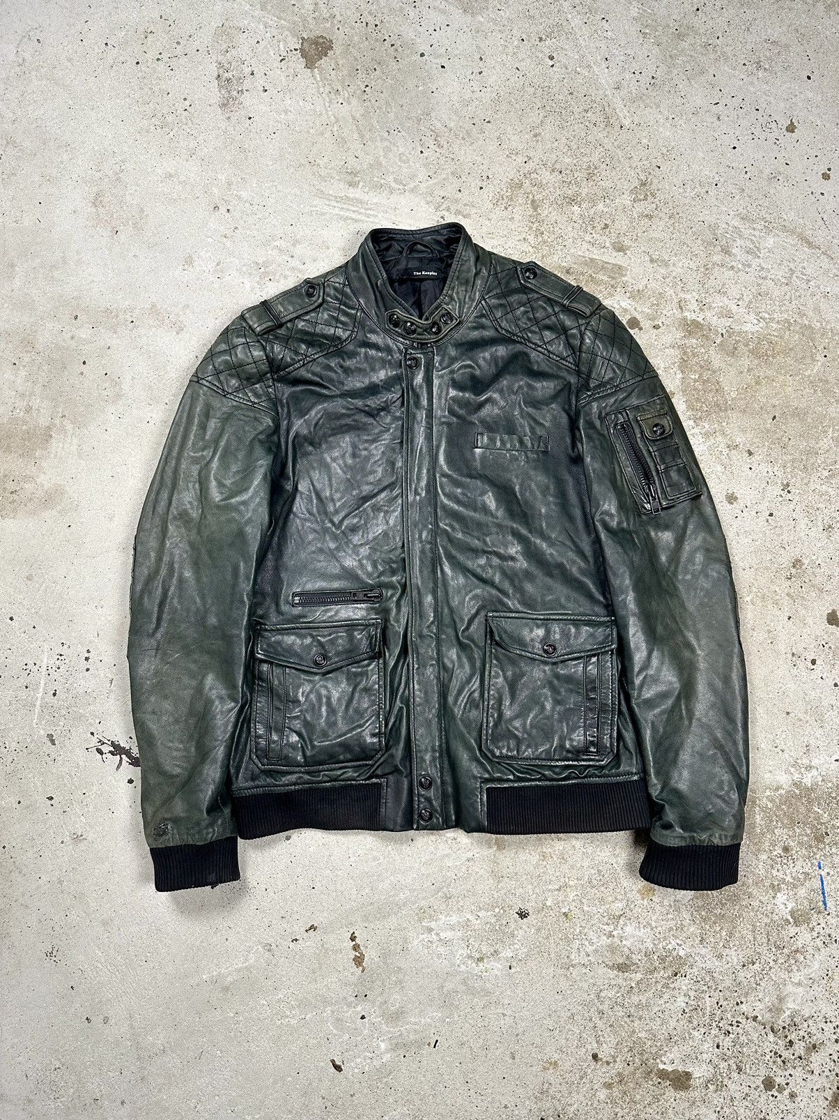 The Kooples Khaki Biker Lamb Leather Jacket