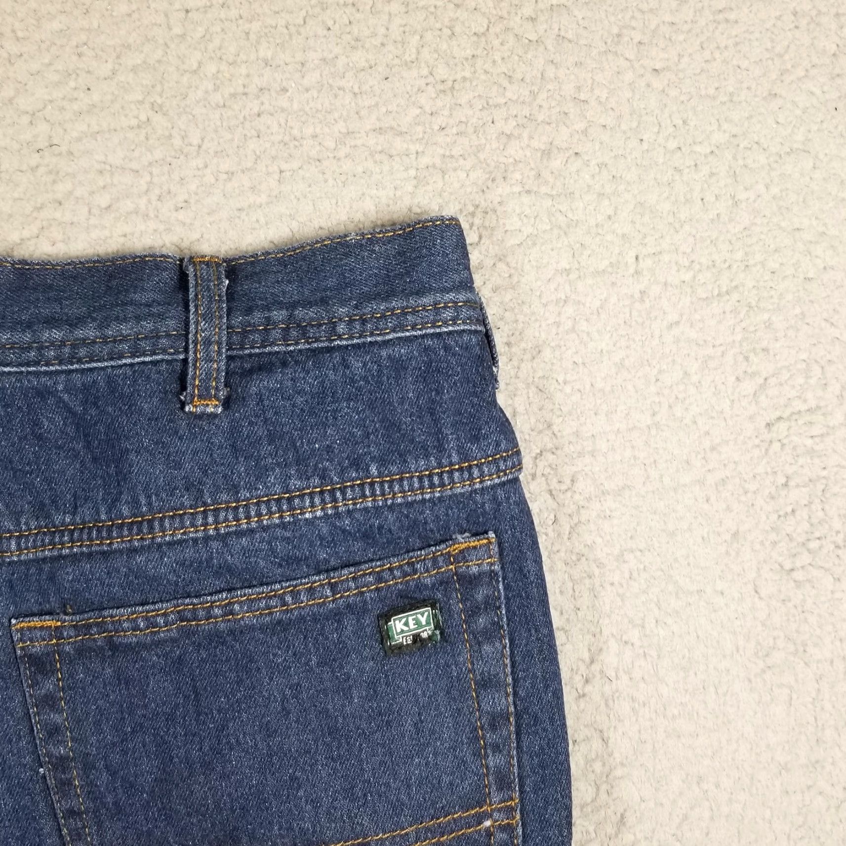 Vintage KEY Jeans Men’s Size 34X32 Fleece Lined Insulated Denim Blue Work Pants Size US 34 / EU 50 - 7 Thumbnail