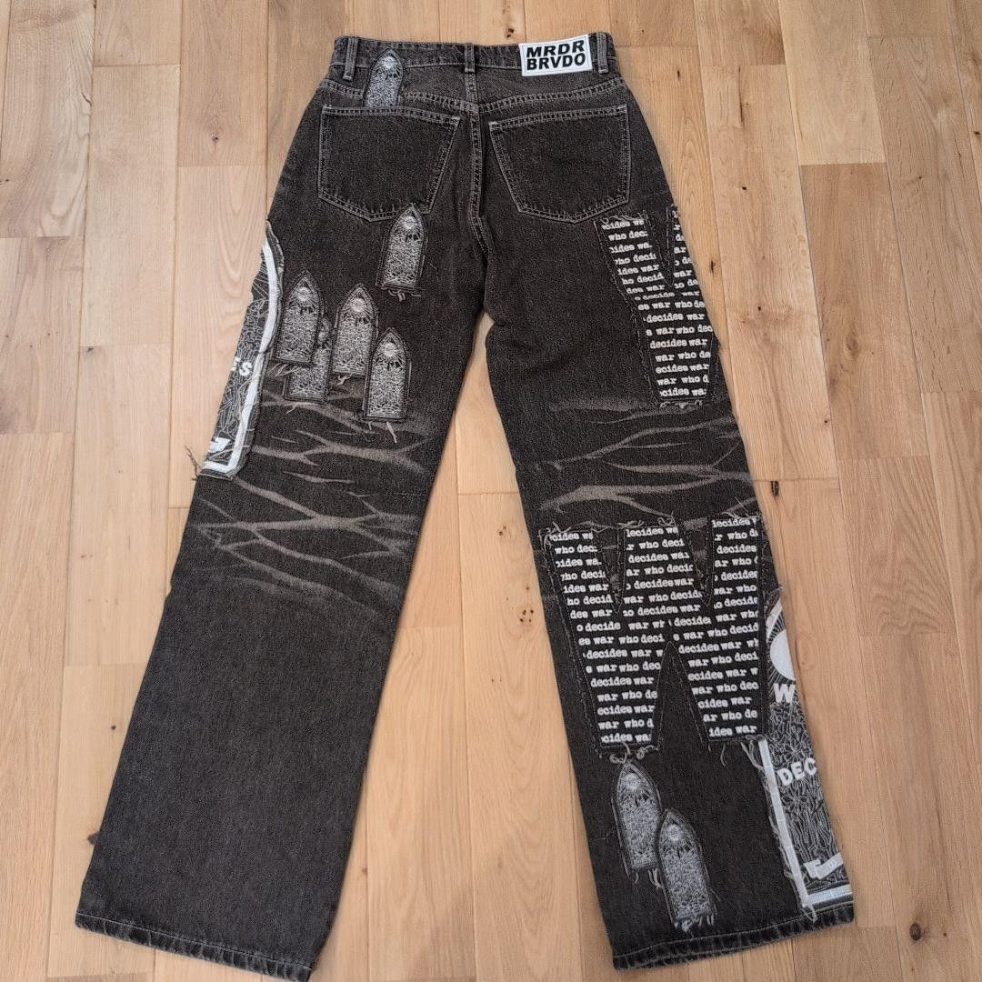 Who Decides War Who Decides War Motif Patched Denim Vintage Grey 28 New Size US 28 / EU 44 - 18 Thumbnail