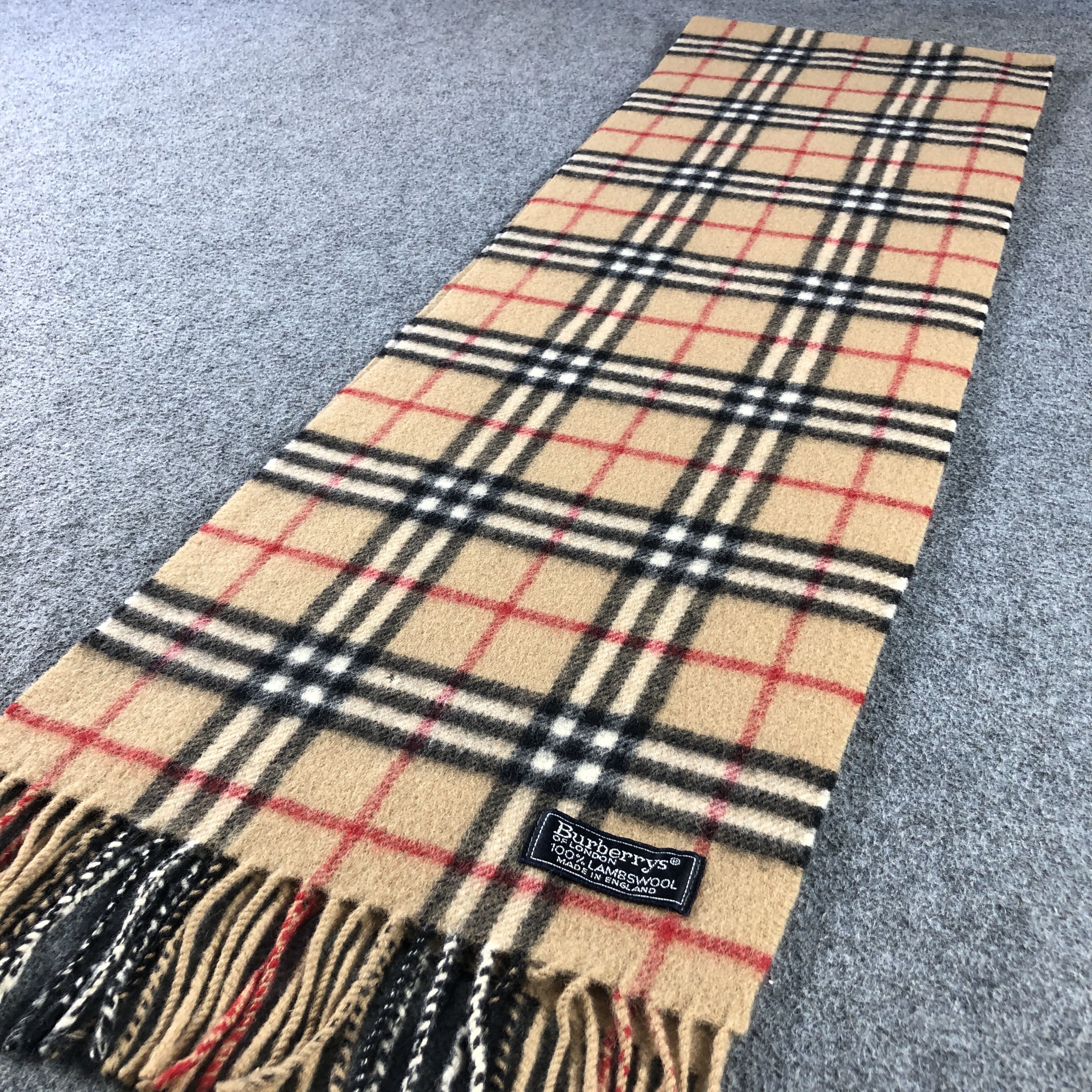 Burberry Burberry Tan Nova Check Wool Scarf Muffler V2908 Size ONE SIZE - 3 Thumbnail
