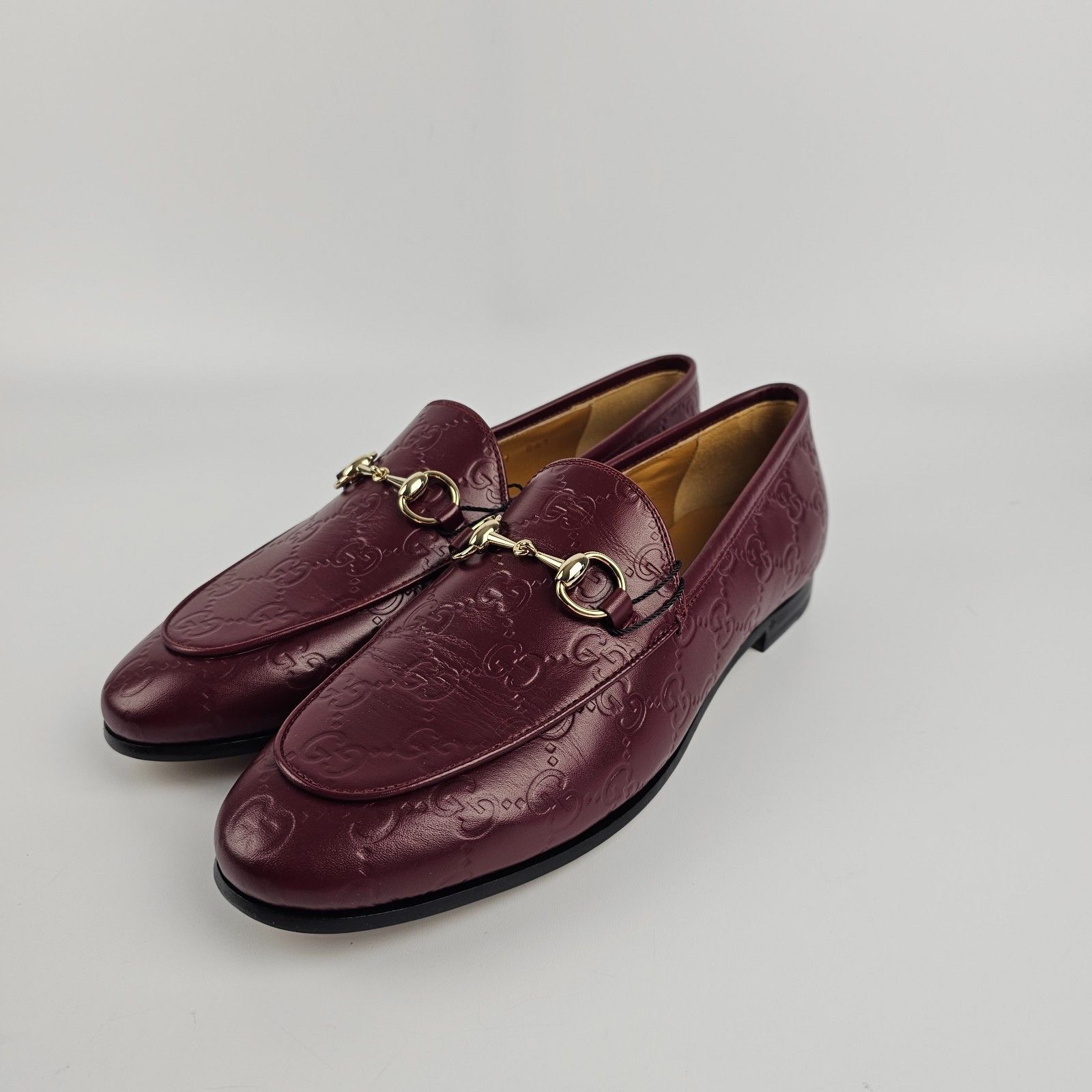 GUCCI Jordaan $1050 Women's Rosso Ancora GG Leather Loafers