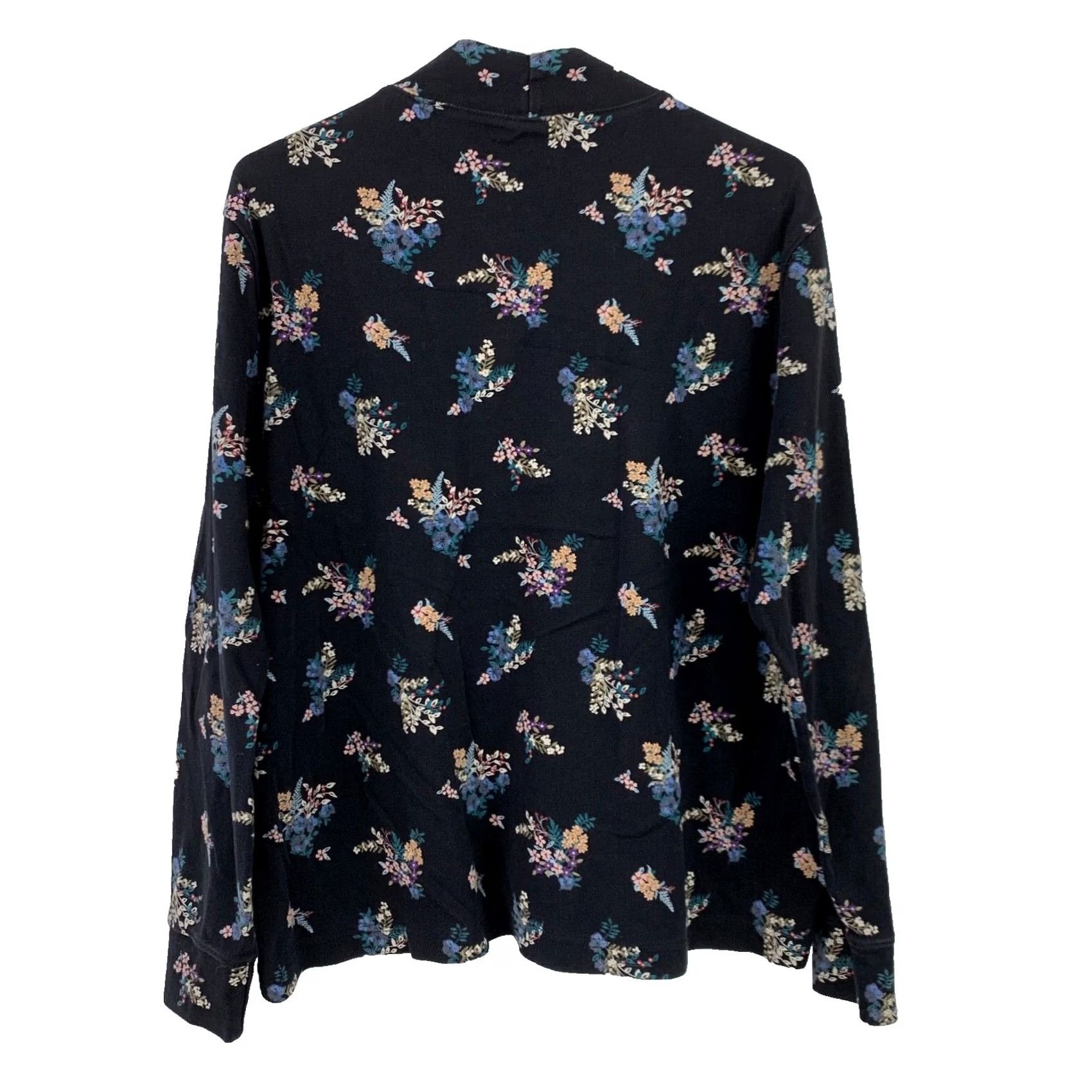 Lands' End Lands' End Floral Black Overall Print Mockneck Shirt XL 18 Womens Plus Turtle Neck 100% Cotton Long Sleeve Vintage? Size XXL / US 16-18 / IT 52-54 - 4 Thumbnail