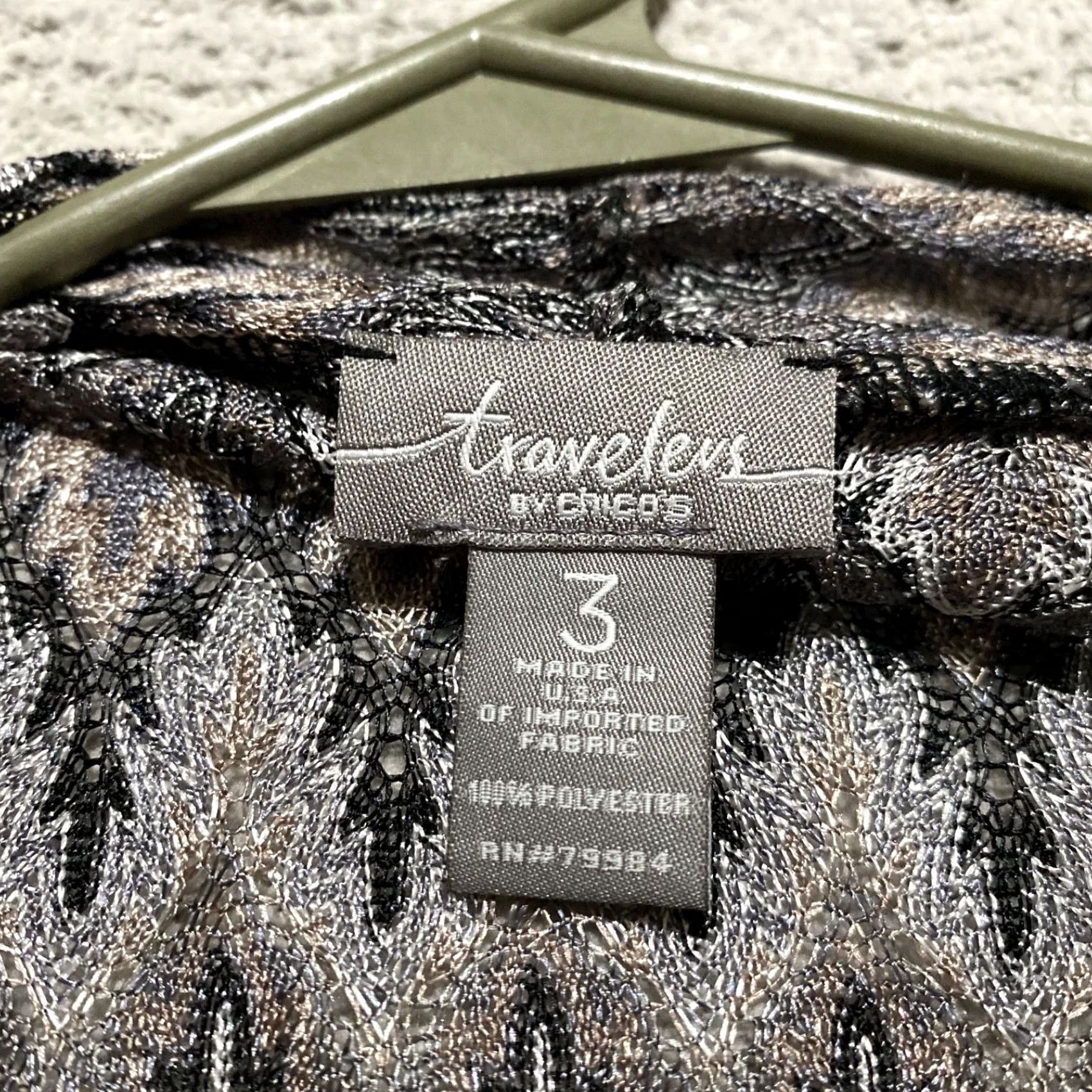 Vintage Chicos Travelers Womens XL Sweater Gray Striped Lightweight Open Front Cardigan Size XL / US 12-14 / IT 48-50 - 3 Thumbnail