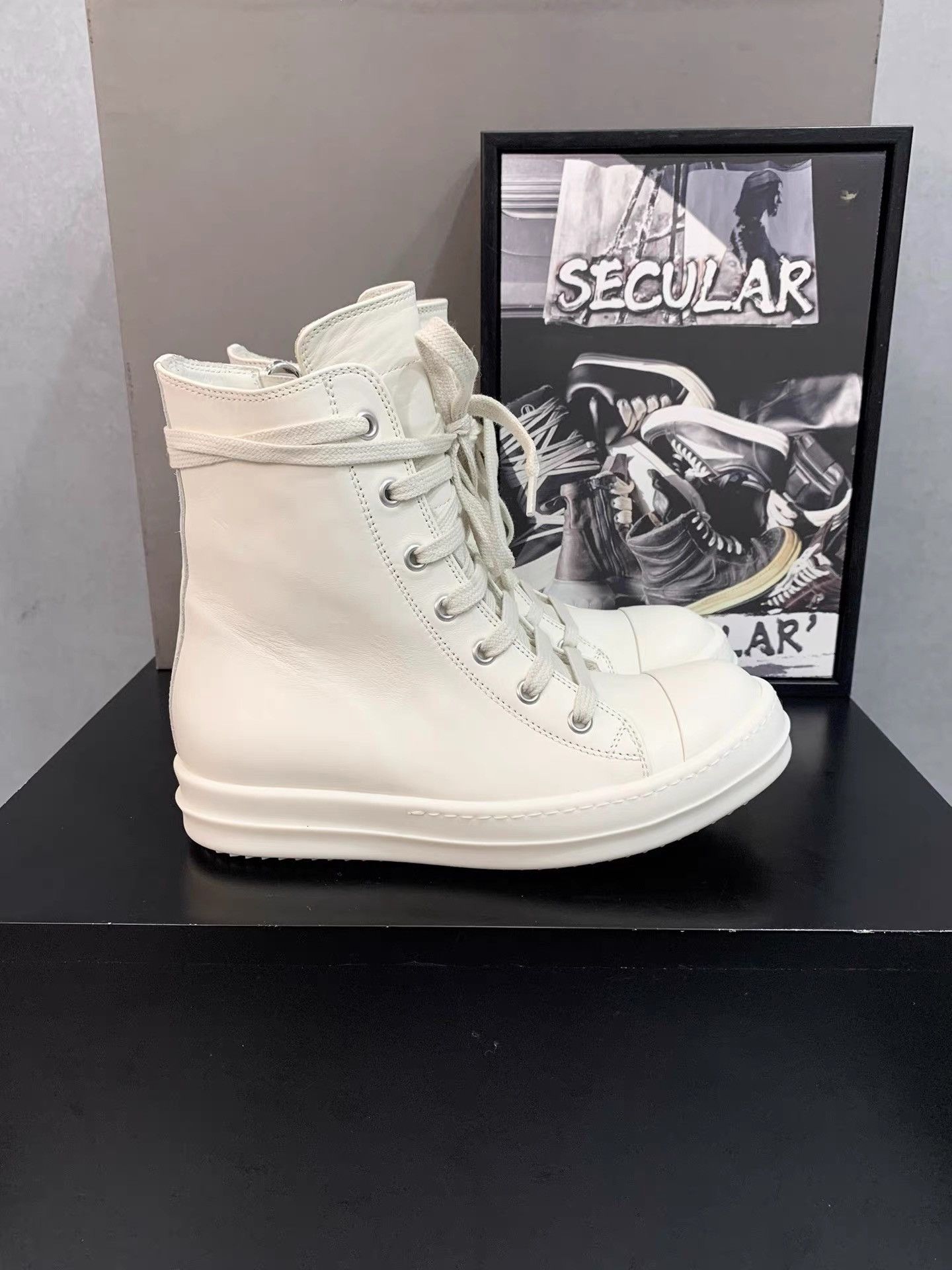 Rick Owens Rick Owens Milk White Leather High-Top Big Converse K34 Size US 5 / IT 35 - 4 Thumbnail