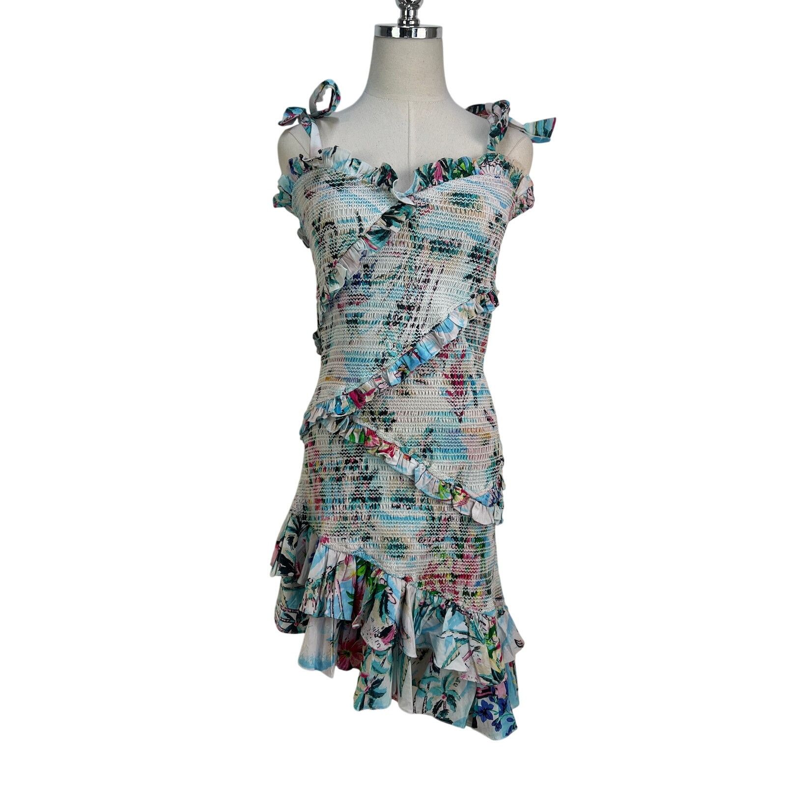 Rococo Sand Rococo Sand Sunset Smocked Mini Dress Printed Bodycon Size M / US 6-8 / IT 42-44 - 1 Thumbnail