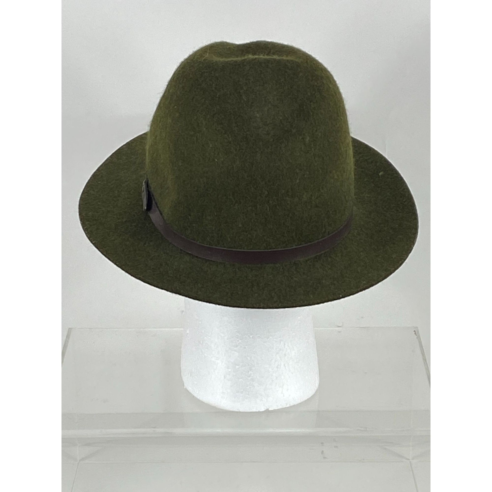 Other Unbranded Green Wool Fedora Hat with Leather Band Accent Men Size ONE SIZE - 4 Thumbnail