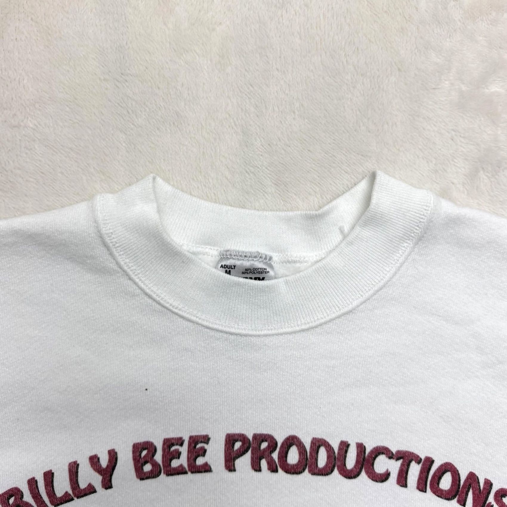Fruit Of The Loom VINTAGE Billy Bee Productions Sweatshirt Mens M White Graphic Print 90s Size US M / EU 48-50 / 2 - 3 Thumbnail