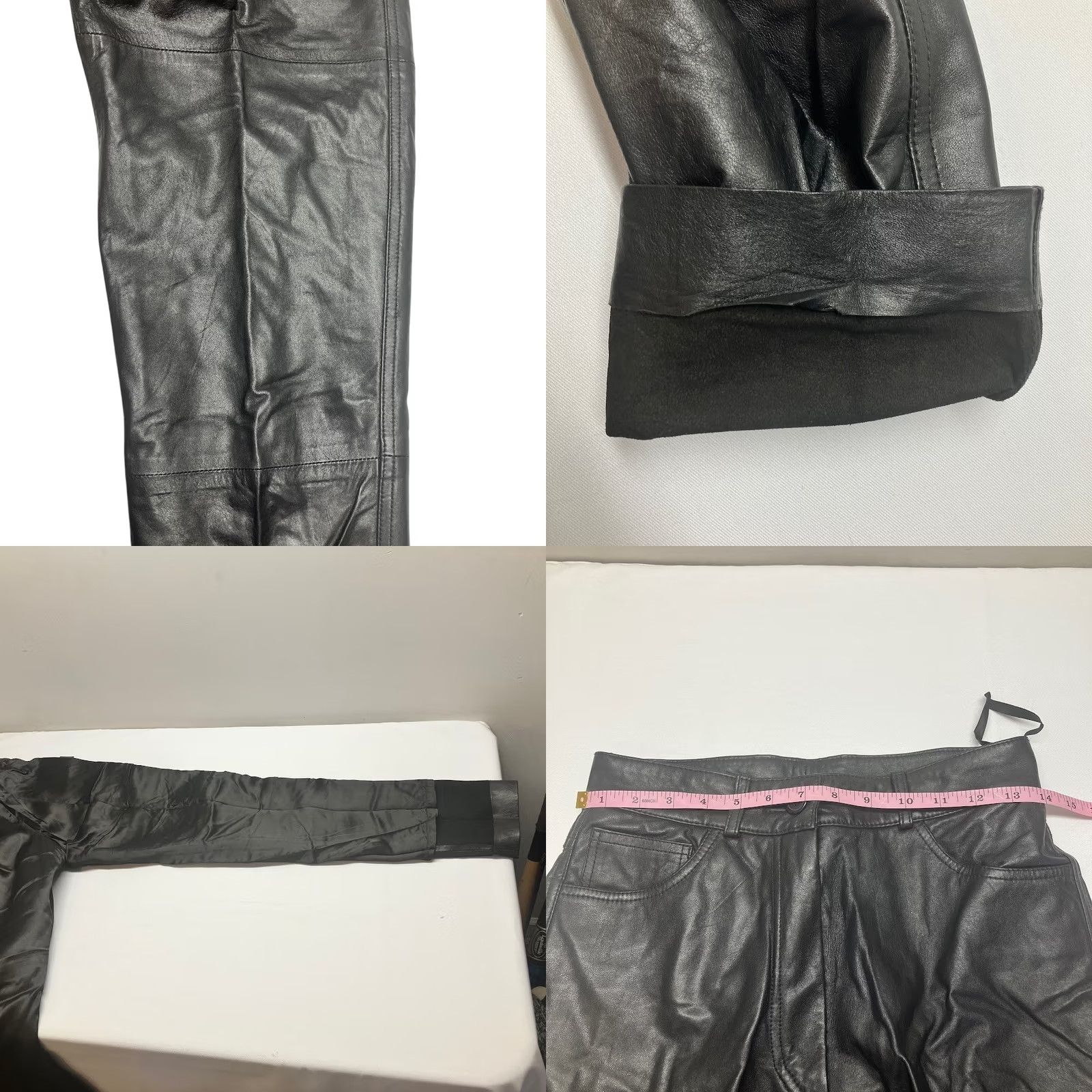 Arrow VINTAGE Black Lambskin Leather High Rise Tapered Leg 5 Pocket Pants Size 28x31 Size 28" / US 6 / IT 42 - 8 Thumbnail
