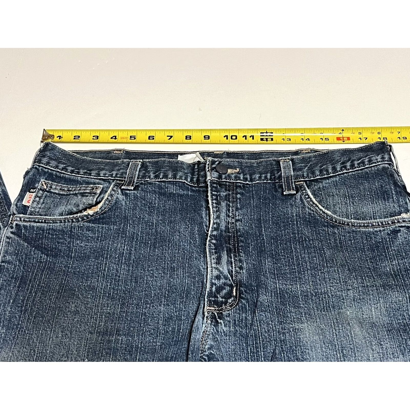 Carhartt Carhartt FR Jeans Mens 36x31 Blue Straight Fit Work Flame Resistant Distressed Denim Cotton Blend Steel Logo Regular Rise Mens Regular Size US 36 / EU 52 - 3 Thumbnail