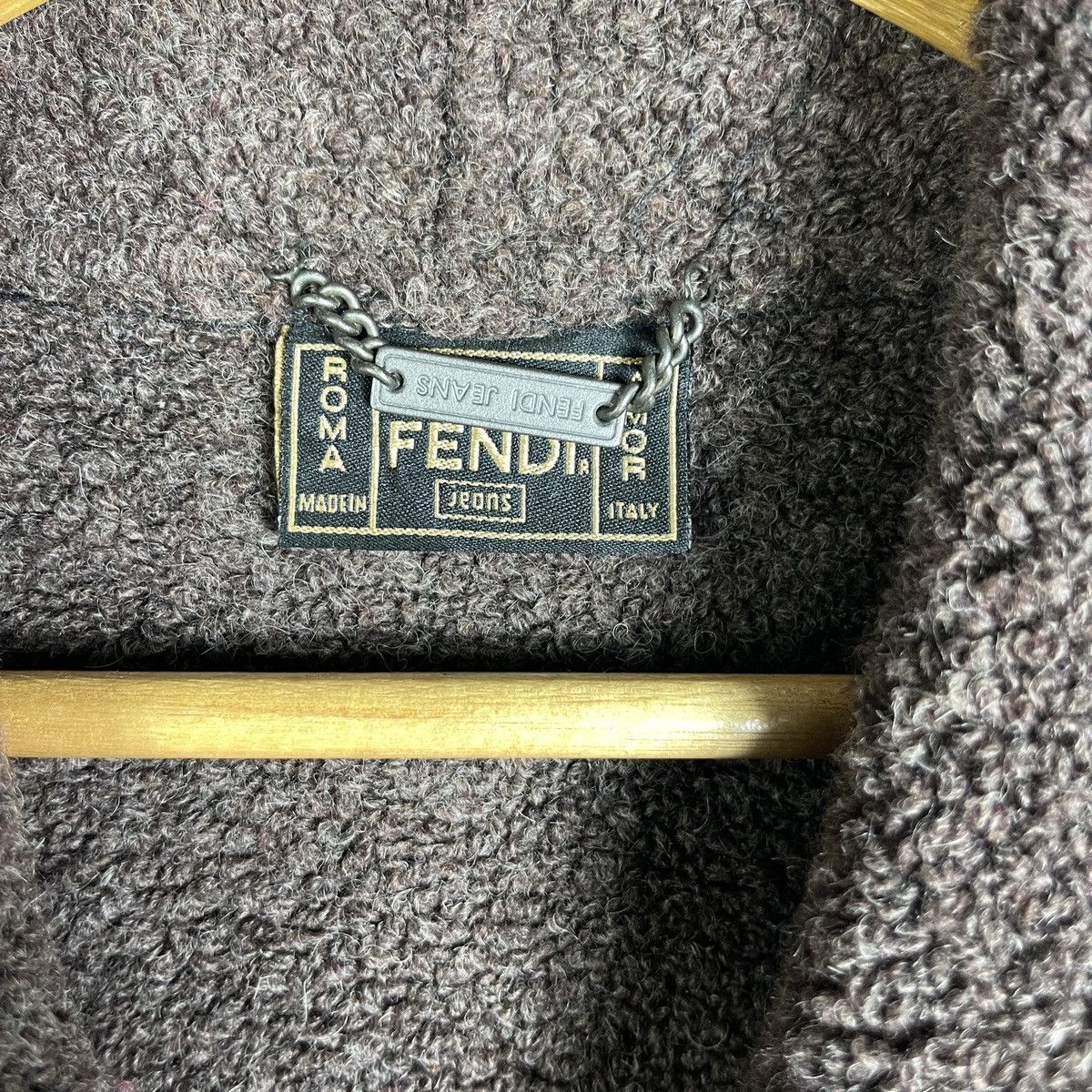 Fendi Vintage Fendi Jeans Shearling Long Jacket - Deep Navy Size M / US 6-8 / IT 42-44 - 7 Thumbnail
