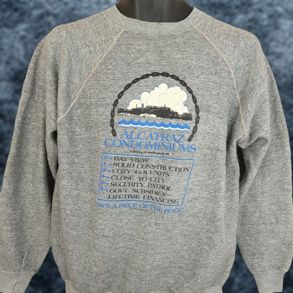 Vintage VINTAGE Alcatraz Sweatshirt Mens Size M Gray 80s Piece Of The Rock USA Shirt Pullover Crew Neck Long Sleeve Cotton Blend Size US M / EU 48-50 / 2 - 1 Thumbnail