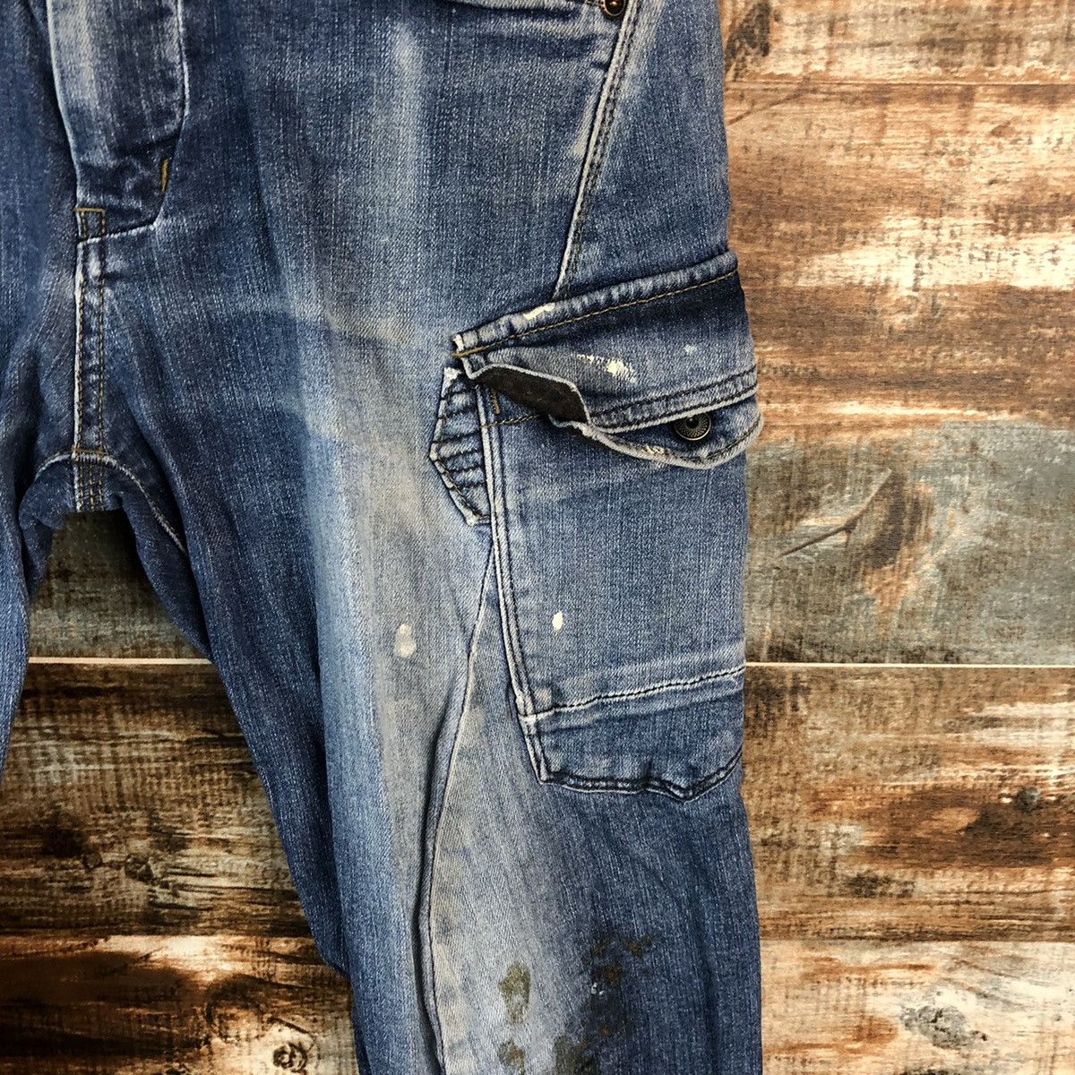 Japanese Brand Even River Blue Distressed Denim Multipocket Pants #A2170 Size US 29 - 10 Thumbnail