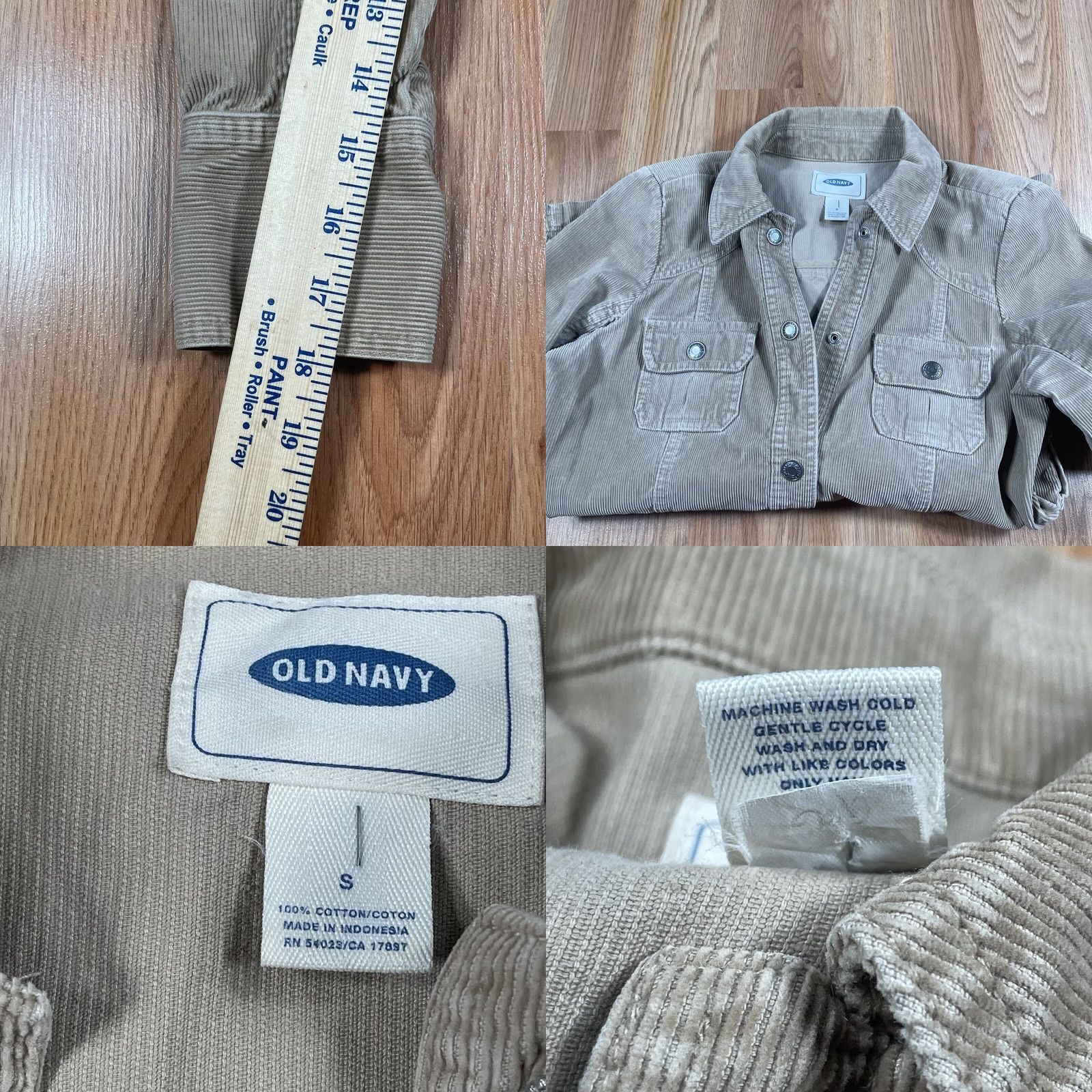 Old Navy VINTAGE Old Navy Jacket Coat Womens S Small Beige Corduroy Pearl Snap Button 100% Cotton Size S / US 4 / IT 40 - 8 Thumbnail