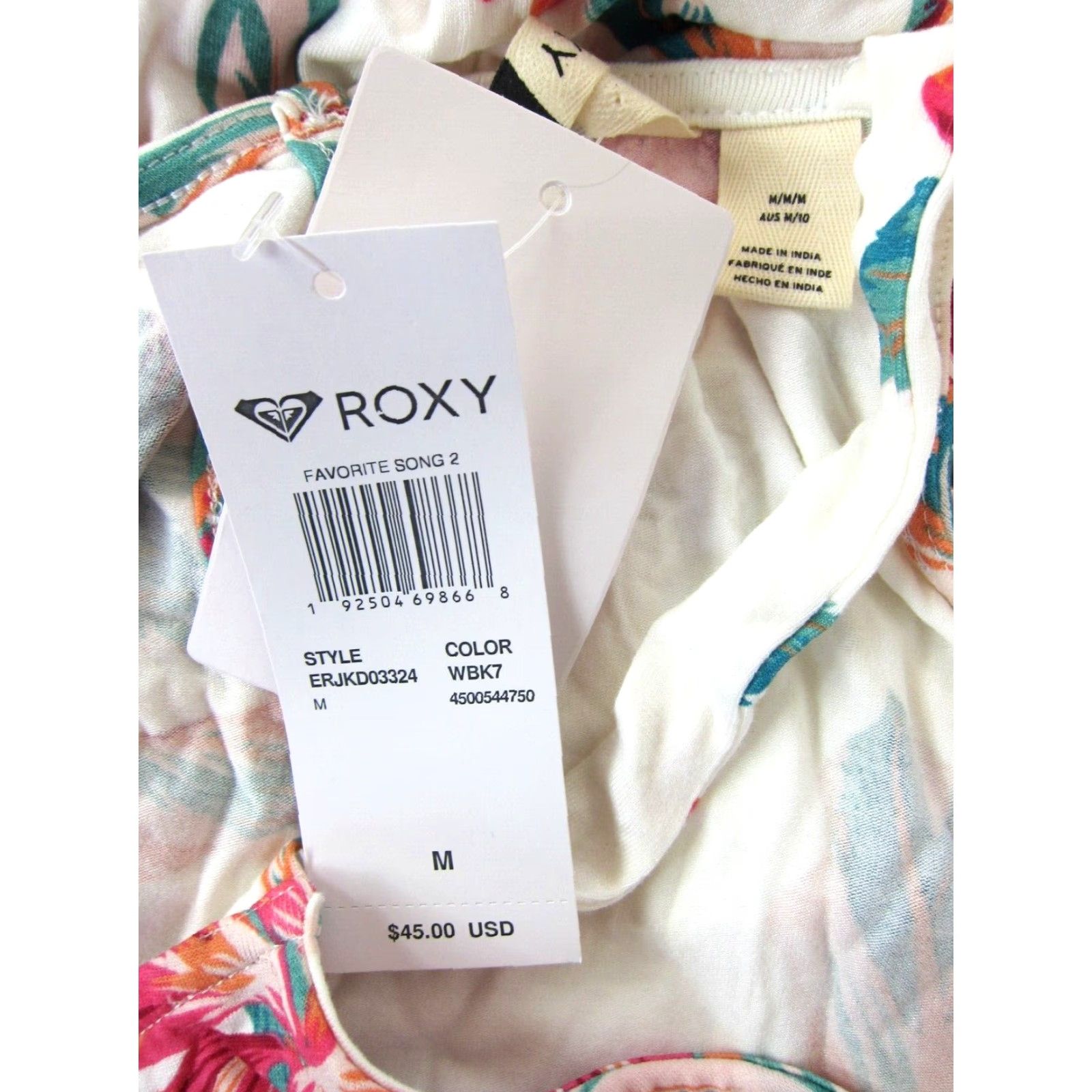 Vintage NWT ROXY Floral Pocket Jersey Stretch Shorts Romper M Women Pink White Green Orange Pattern Sleeveless One-Piece Style Romper Mens Womens Girls Size M / US 6-8 / IT 42-44 - 4 Thumbnail