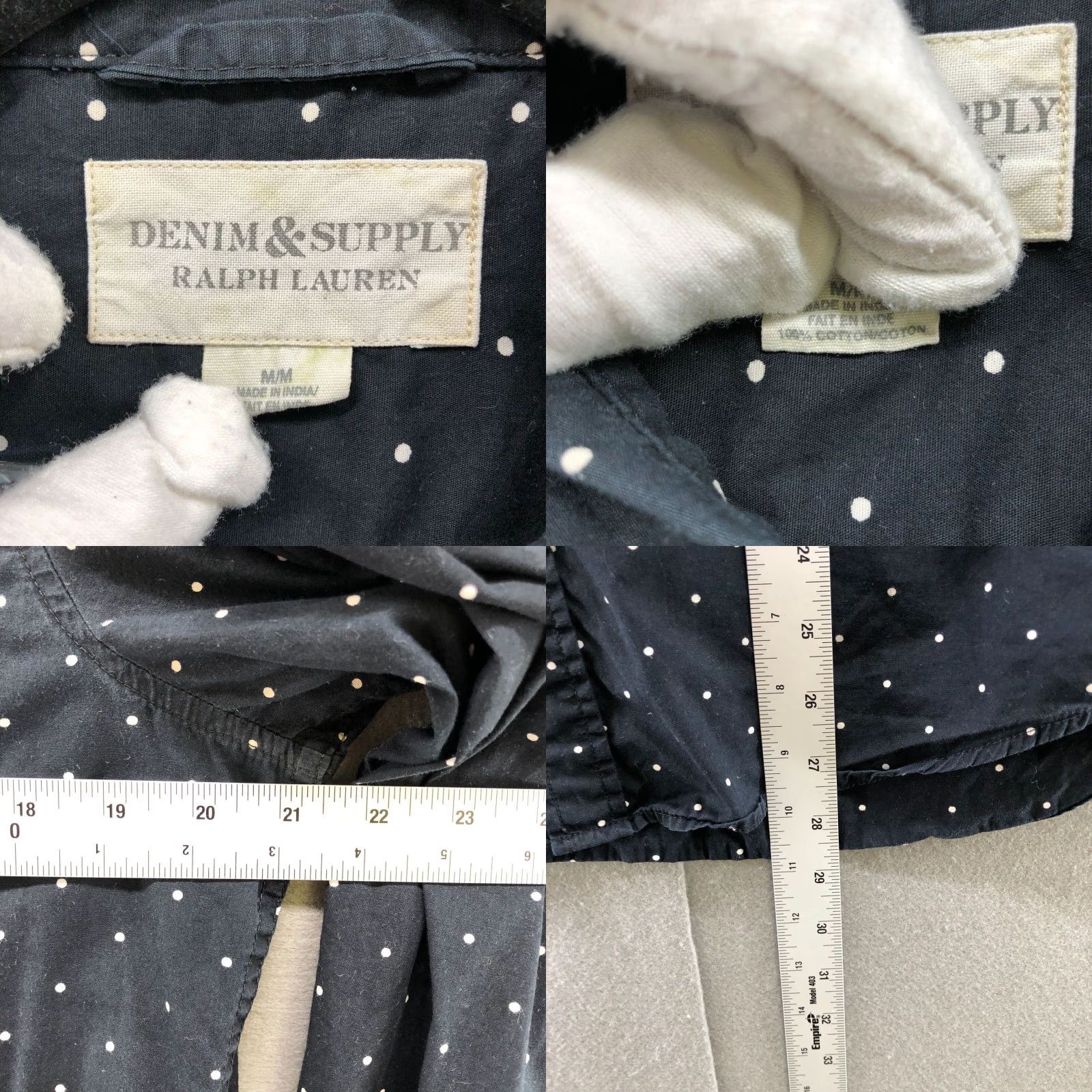 Vintage Ralph Lauren Denim & Supply Polka Dot Button Up Long Sleeve Shirt Mens M Black Cotton Size US M / EU 48-50 / 2 - 8 Thumbnail