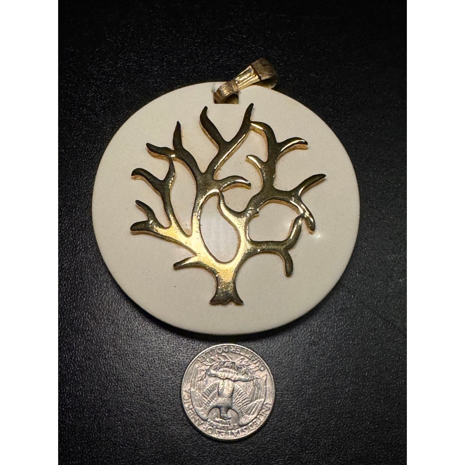 Other Crown Trifari Vintage White Lucite Gold Tone Tree Pendant Size ONE SIZE - 3 Thumbnail