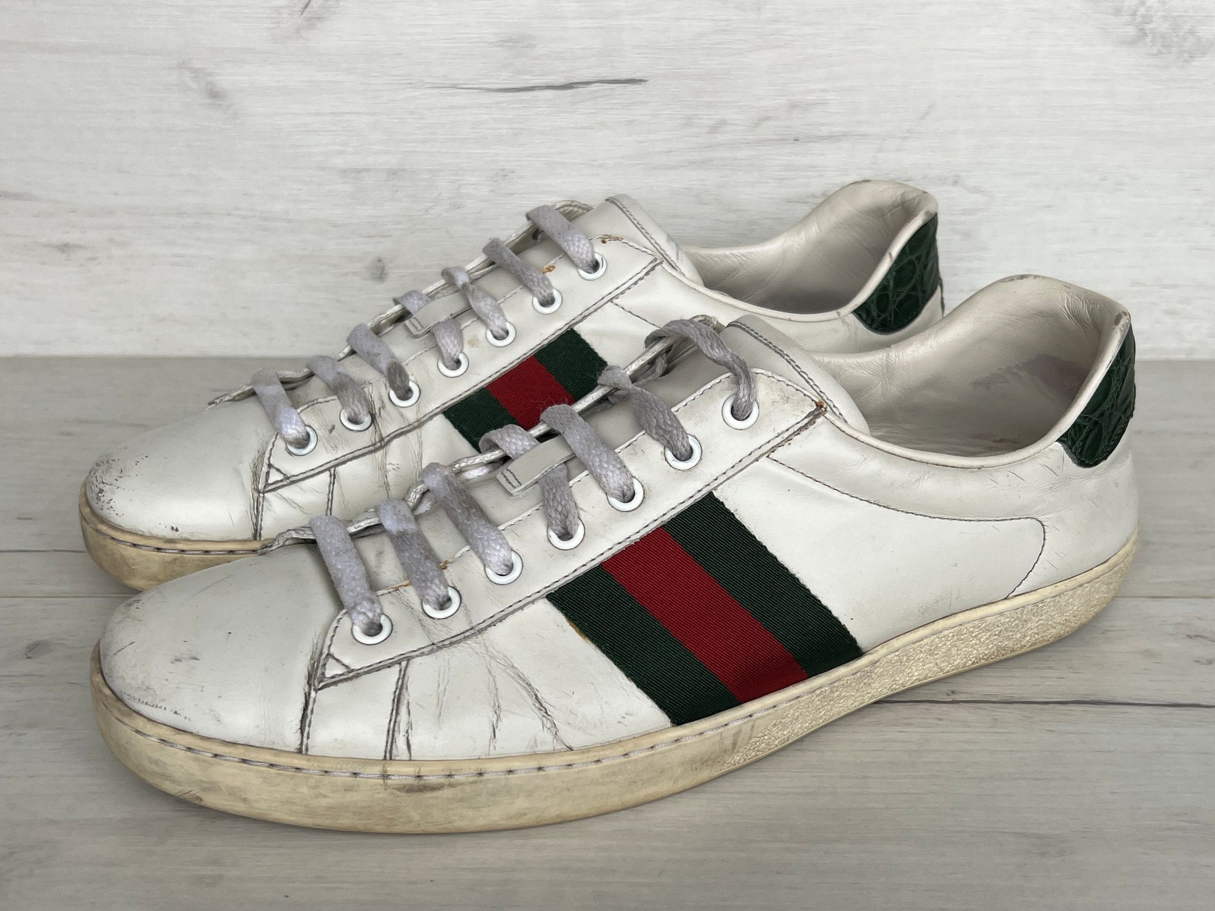 GUCCI ACE LEATHER LOW TRAINERS SNEAKERS