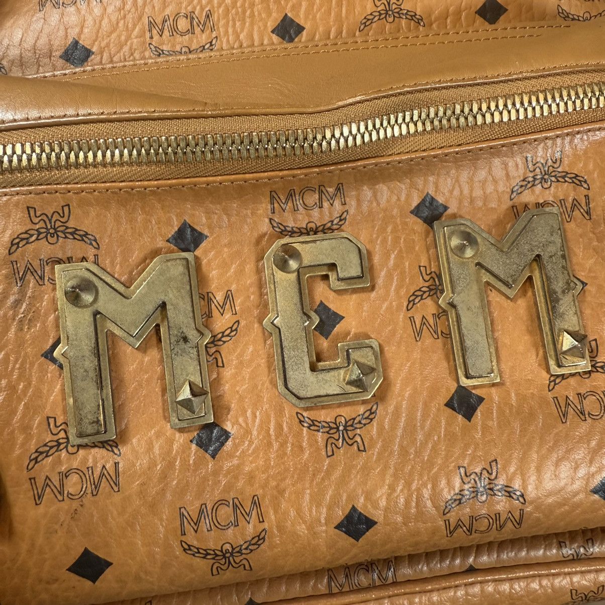 MCM MCM Visetos Studded Medium Stark M Logo Backpack Cognac Size ONE SIZE - 9 Thumbnail