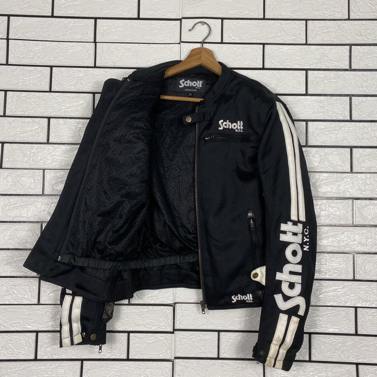 Schott Vintage Biker Motorcycle Jacket Schott NYC Big Logo Size US M / EU 48-50 / 2 - 12 Thumbnail